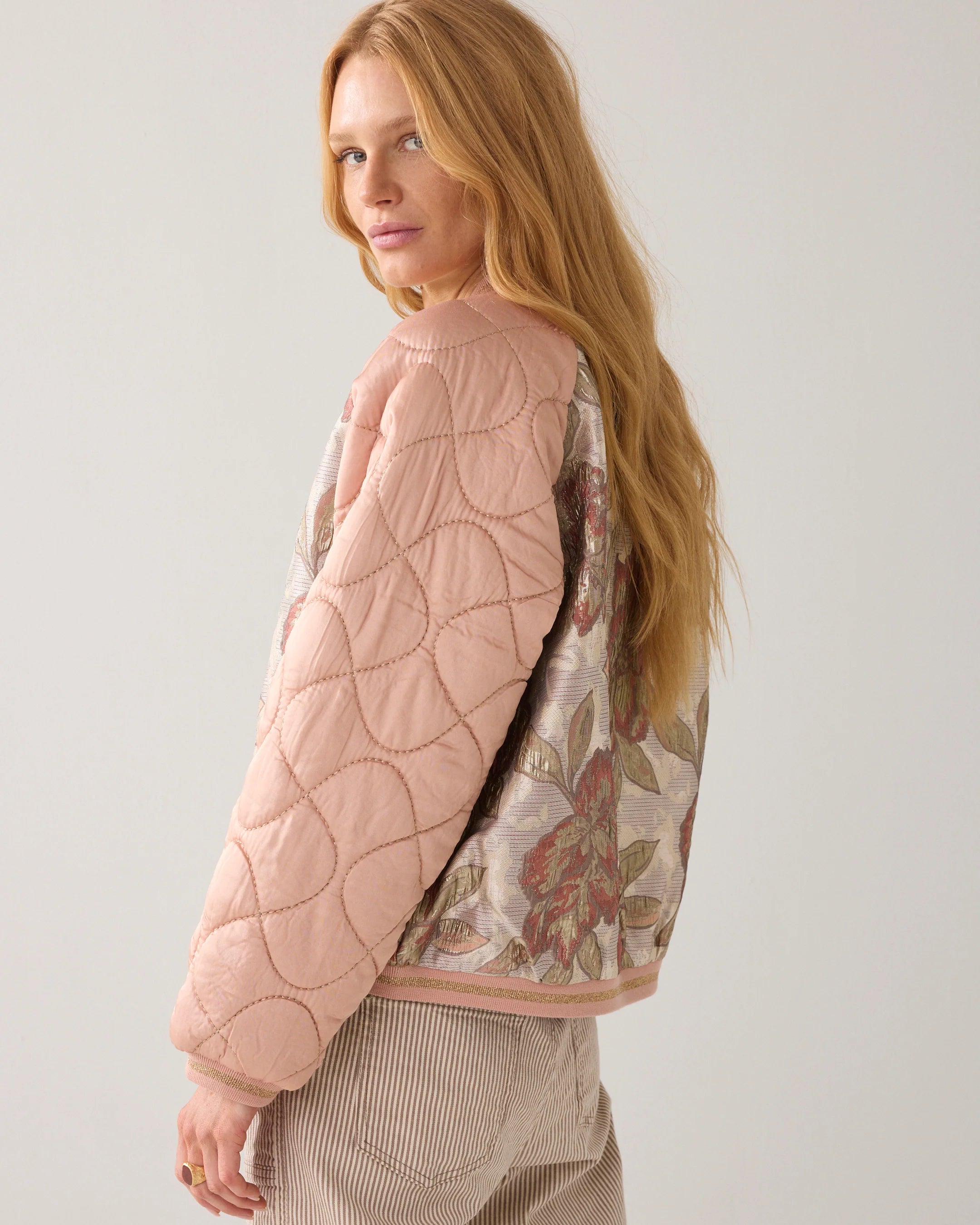 Quilted Bomber in Faded Rose