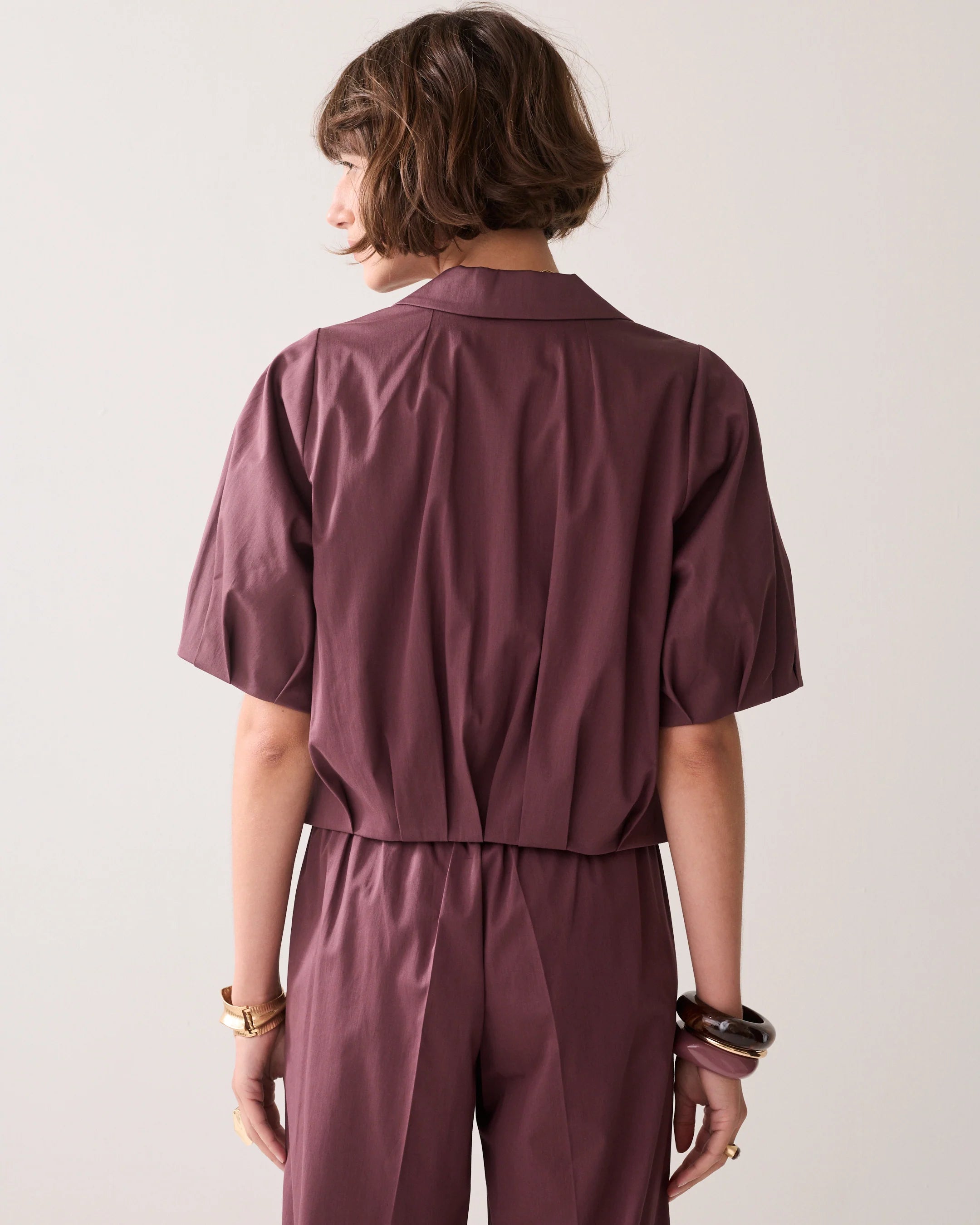 Short Sleeve Blazer in Deep Fig