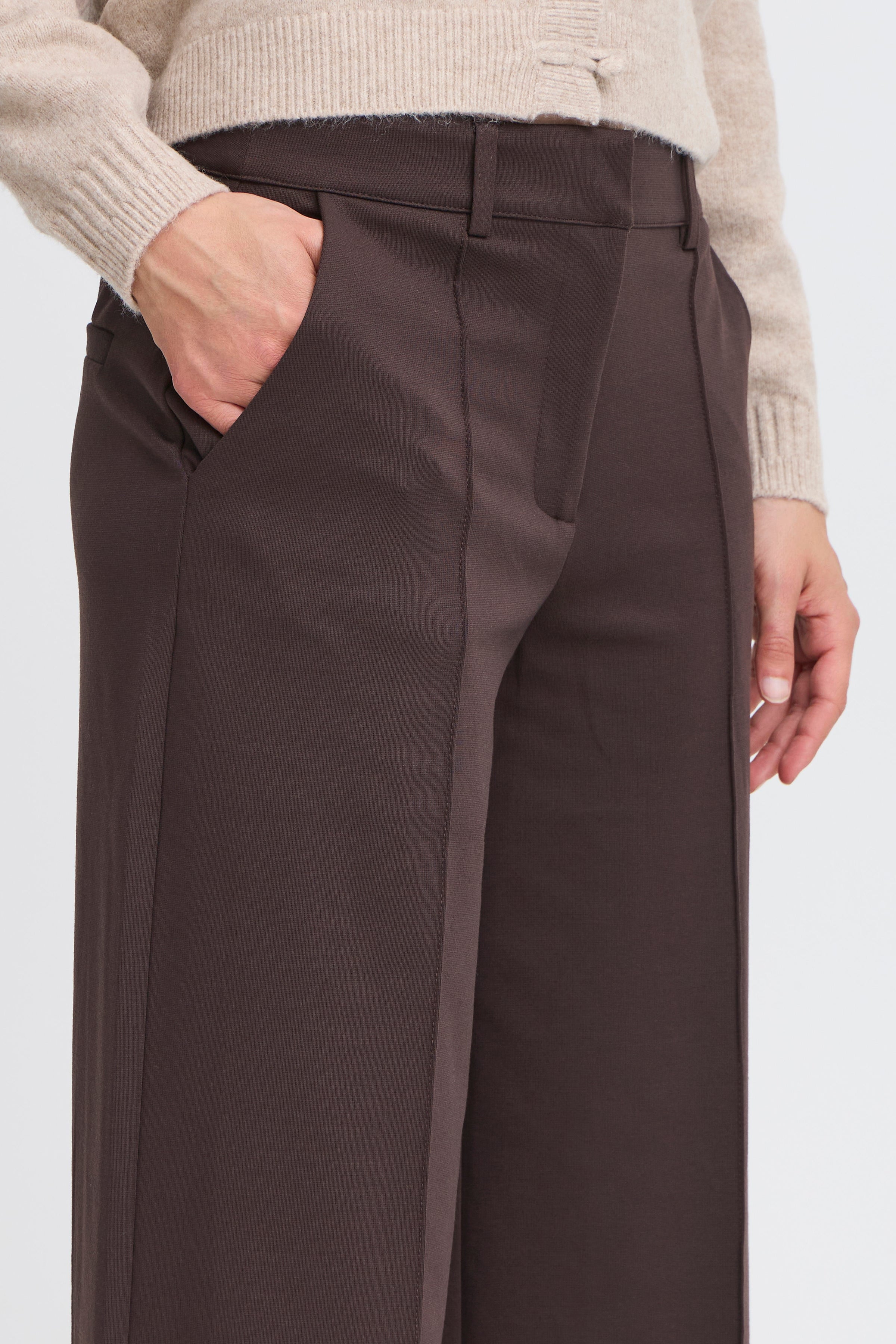 Kate Office Wide Leg Trouser in Chocolate Torte
