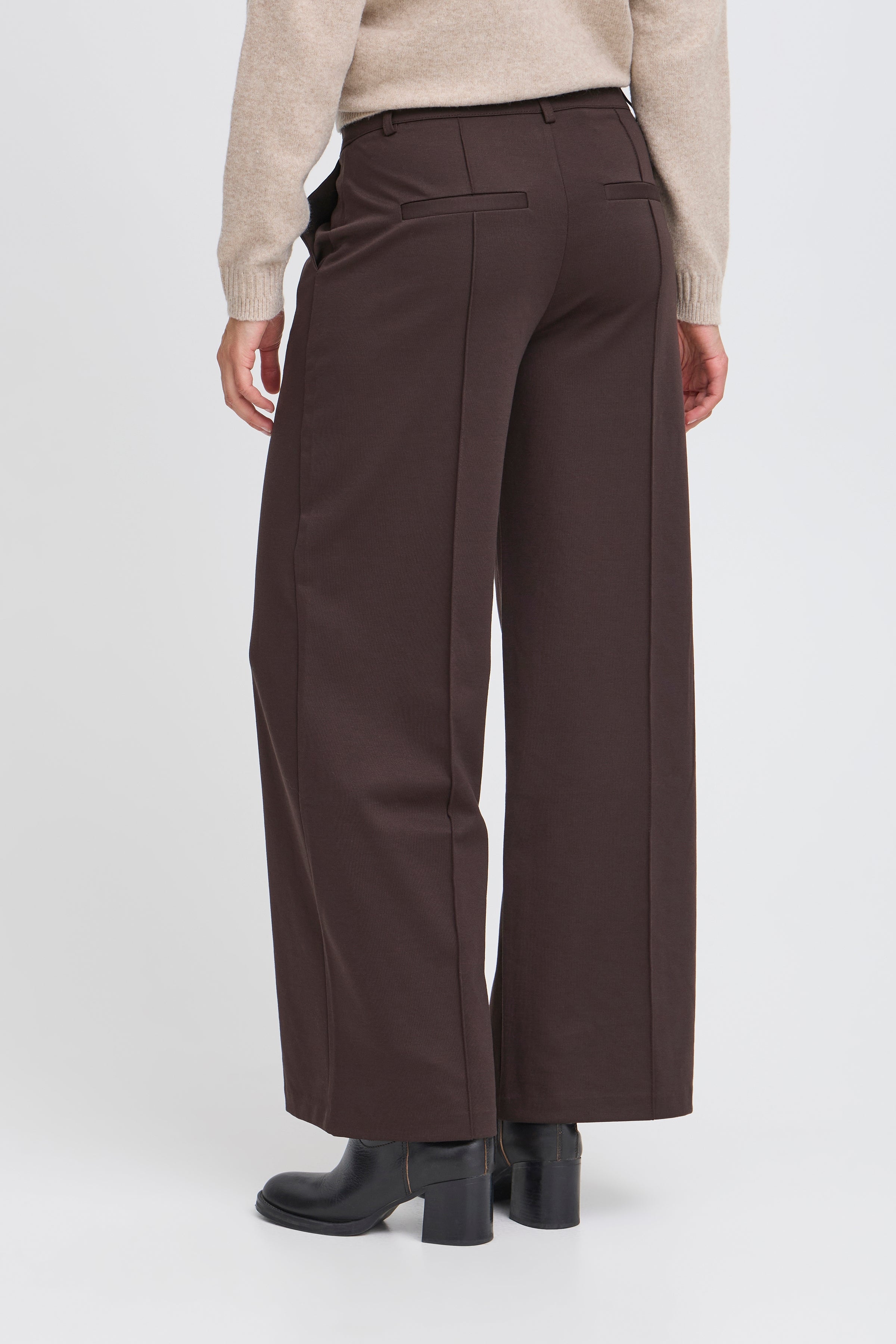 Kate Office Wide Leg Trouser in Chocolate Torte
