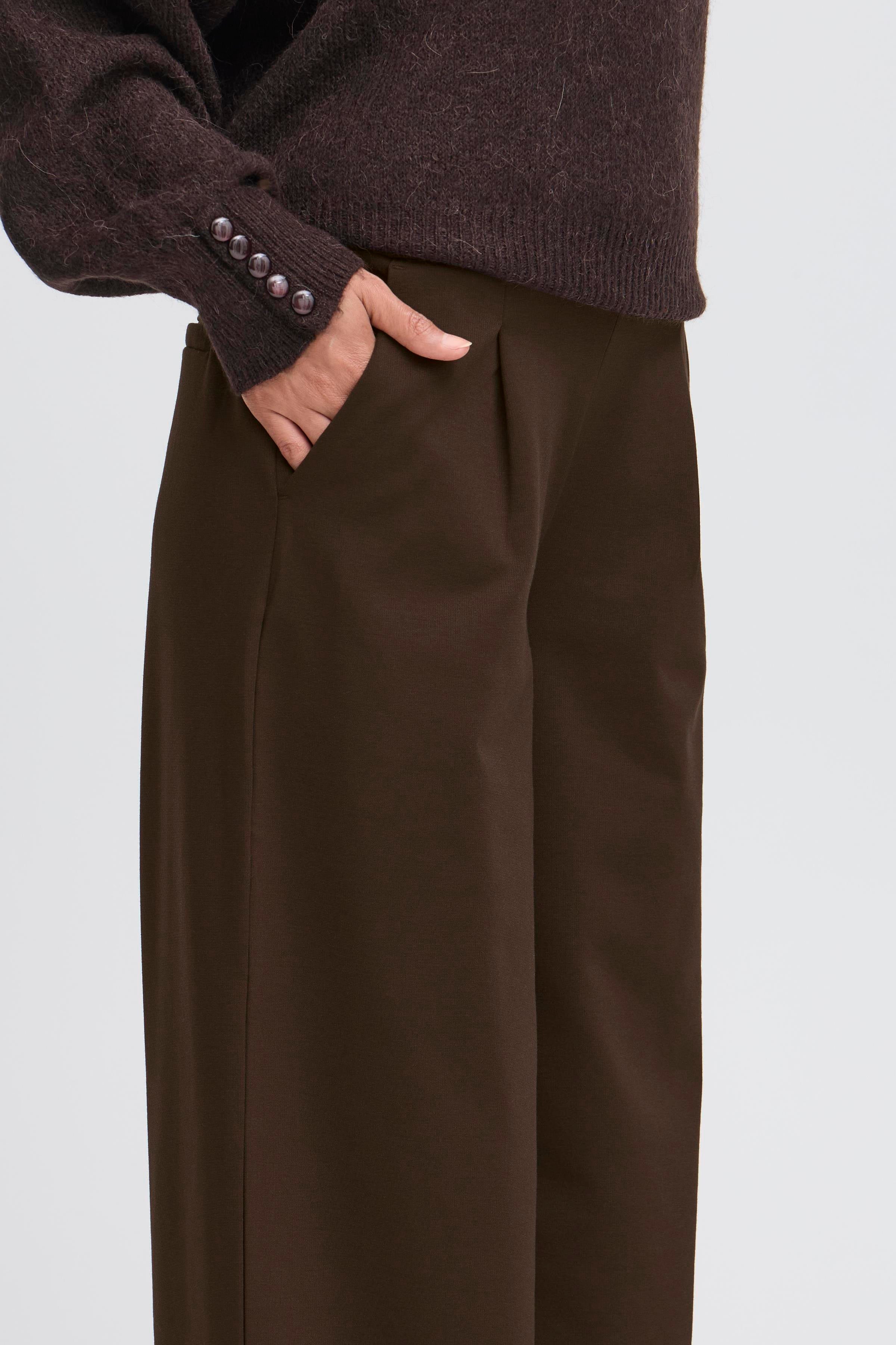 Kate Sus Long Wide Trouser in Chocolate Torte