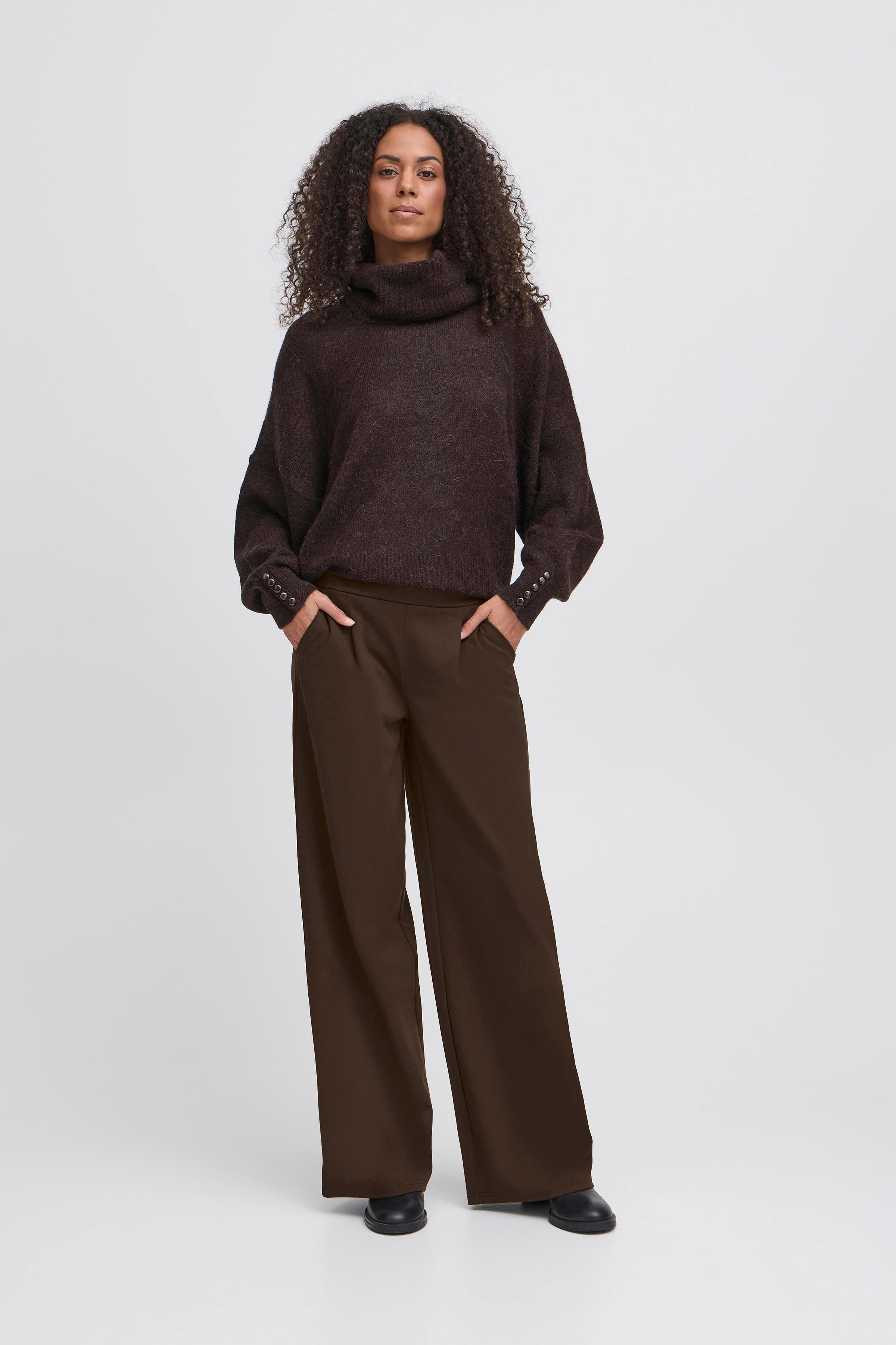 Kate Sus Long Wide Trouser in Chocolate Torte