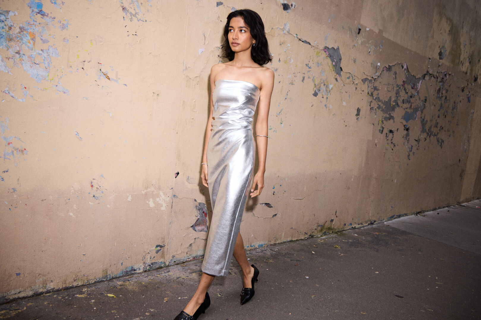 Kate Metallic Dress in Silver