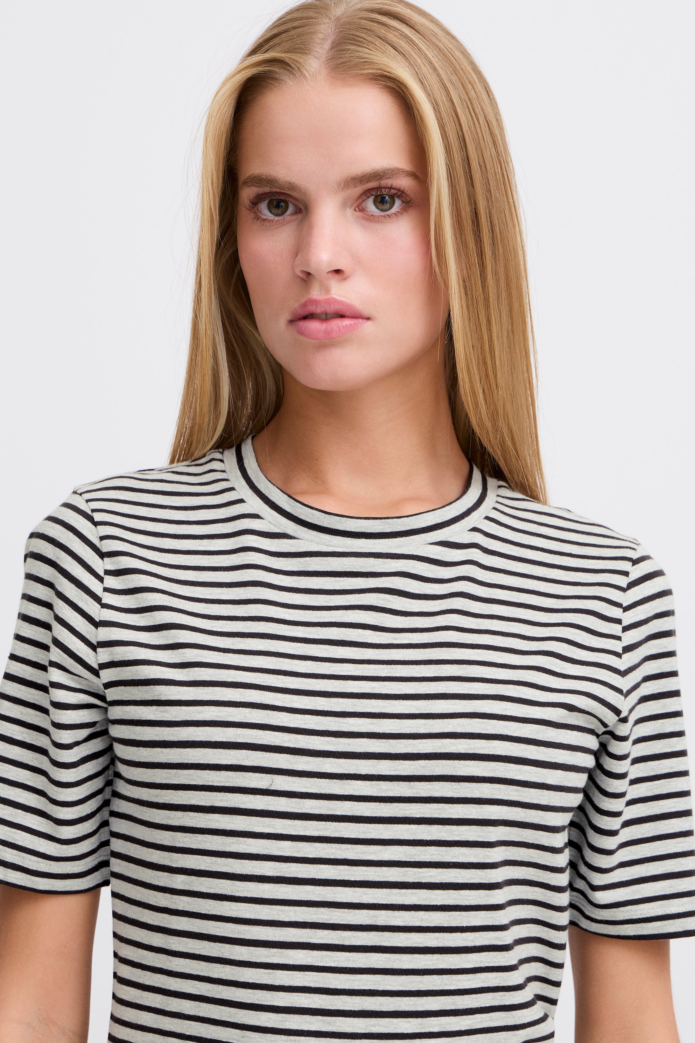 Mira Stripe Top in Grey Melange/Black