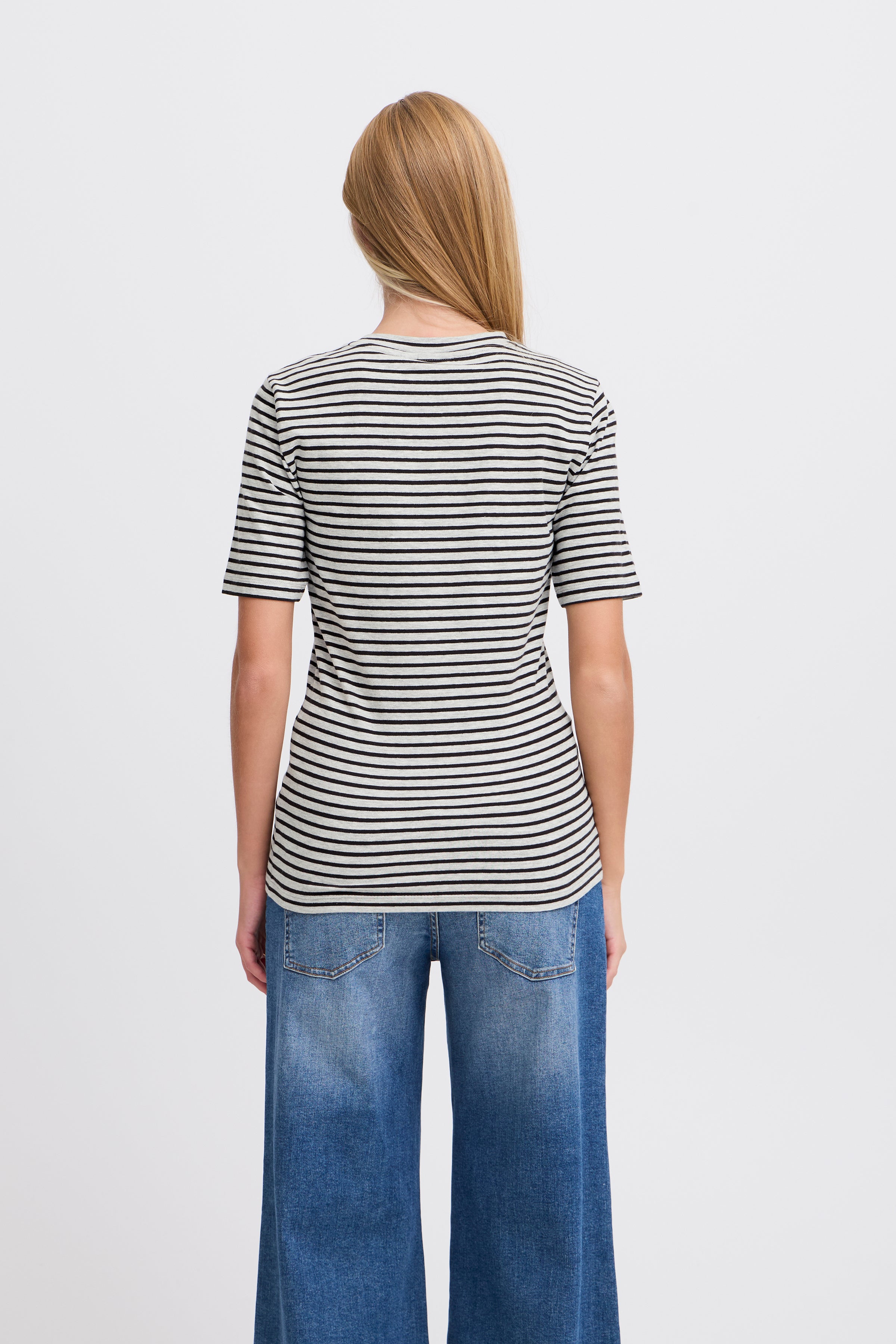 Mira Stripe Top in Grey Melange/Black