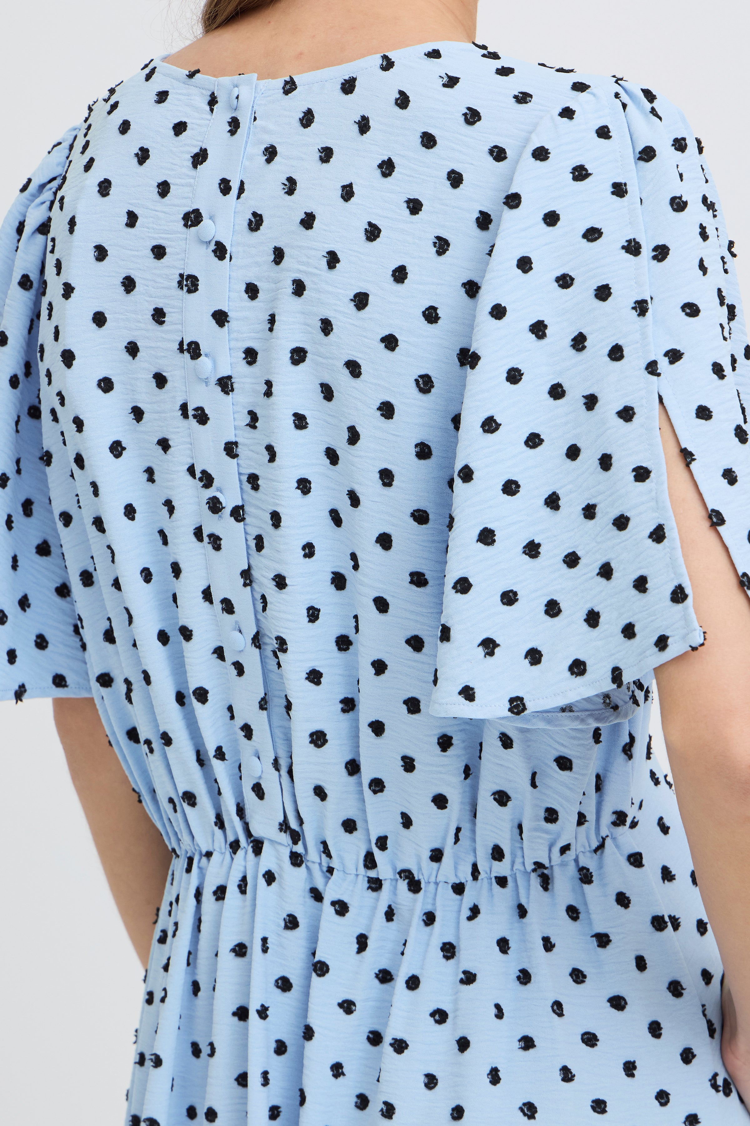 Zabby Dress in Graphic Dot Powder Blue