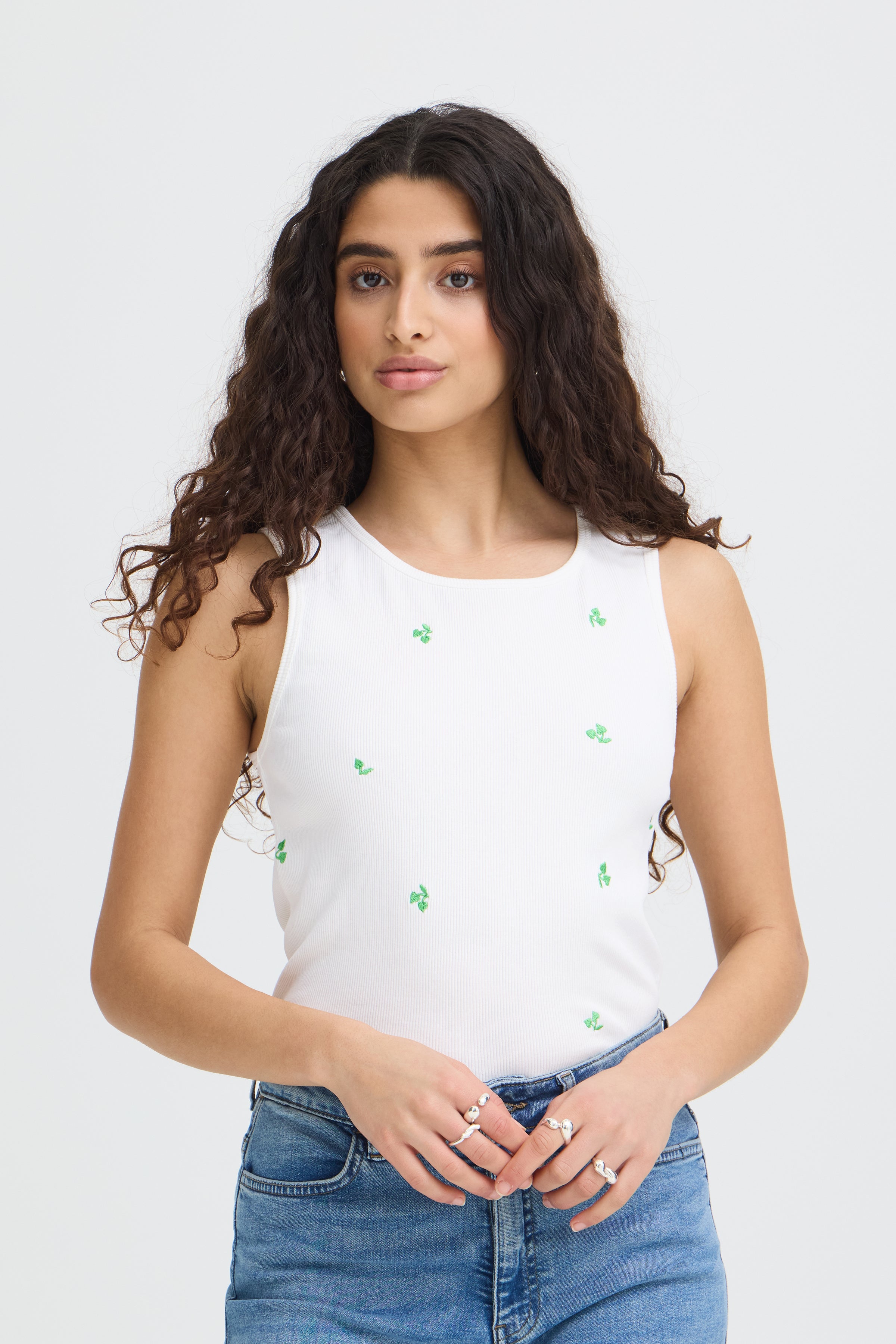 Palma Top in Cloud Dancer / Greenbriar
