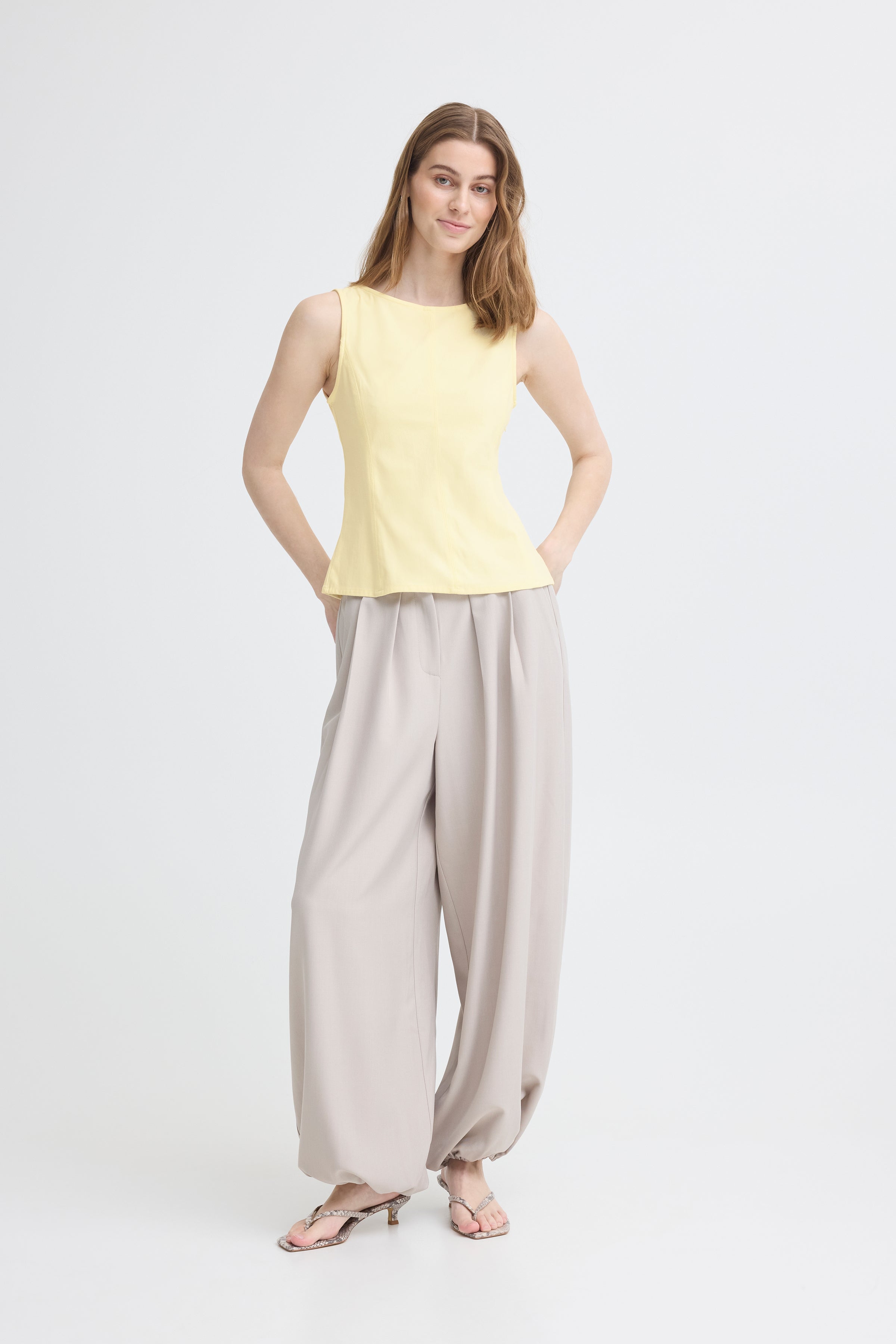 Kate Denim Top in Almond Oil