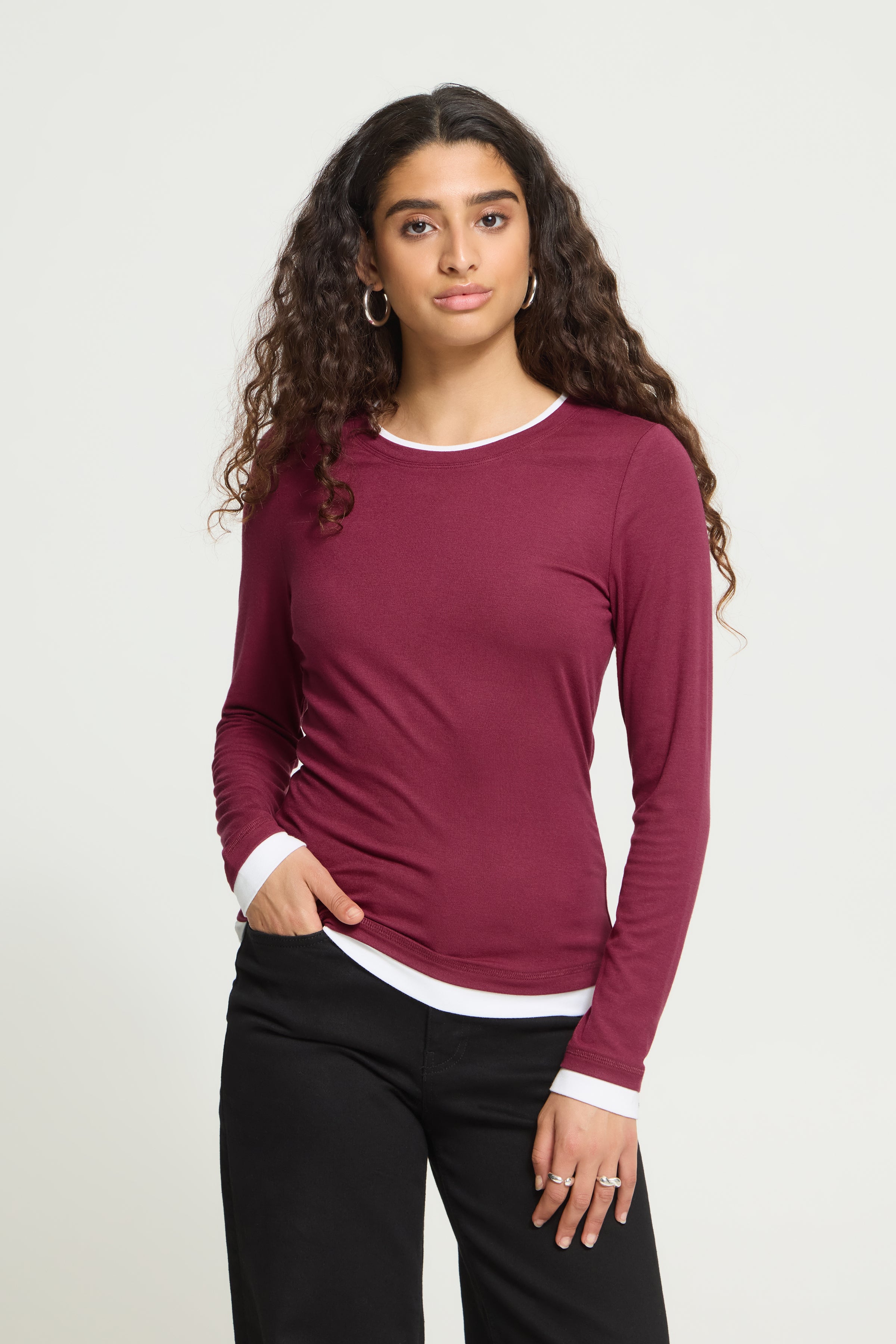 Nellaya Top in Rhododendron/Cloud Dancer
