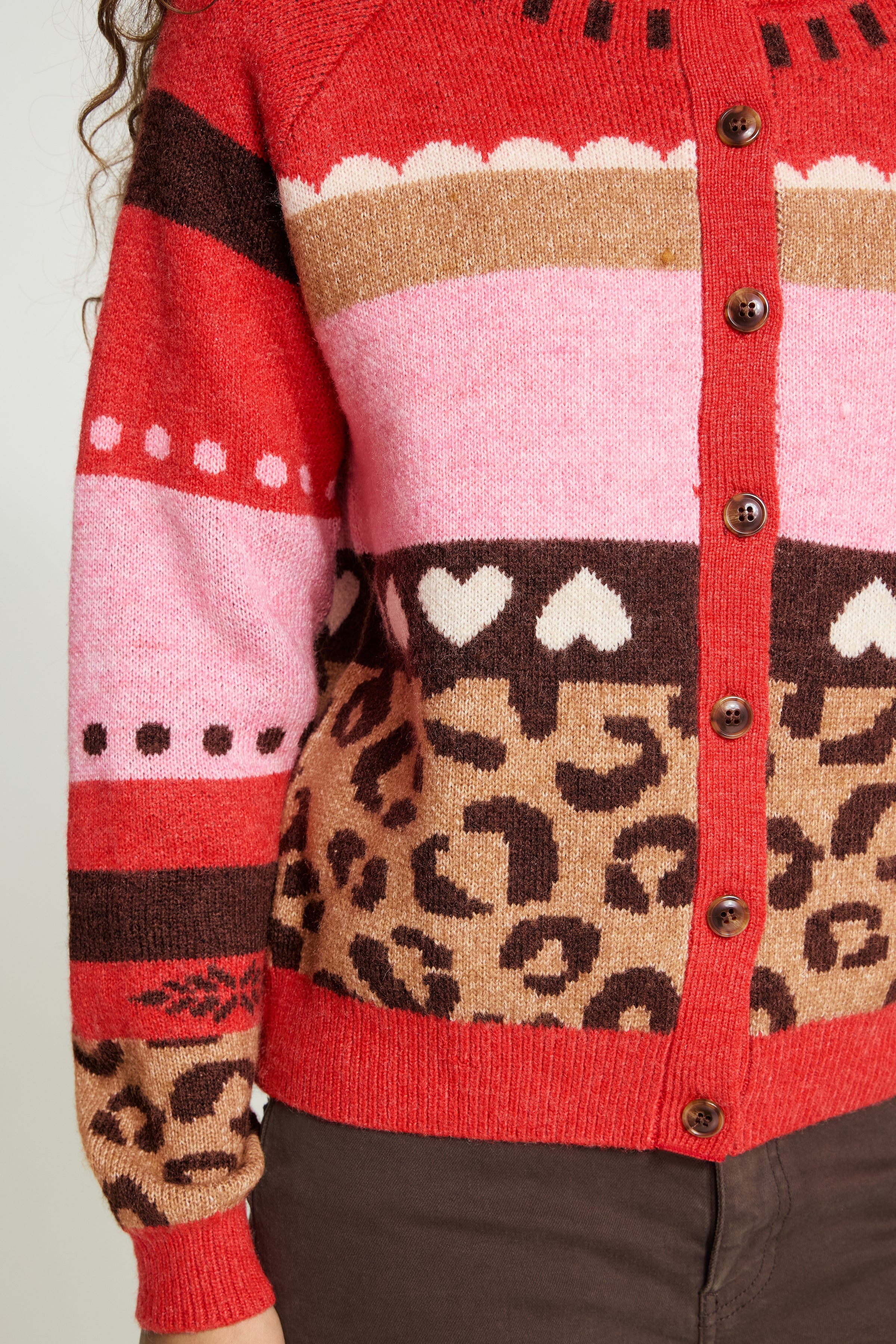 Livoni Cardigan in Poinsettia Mulitpattern