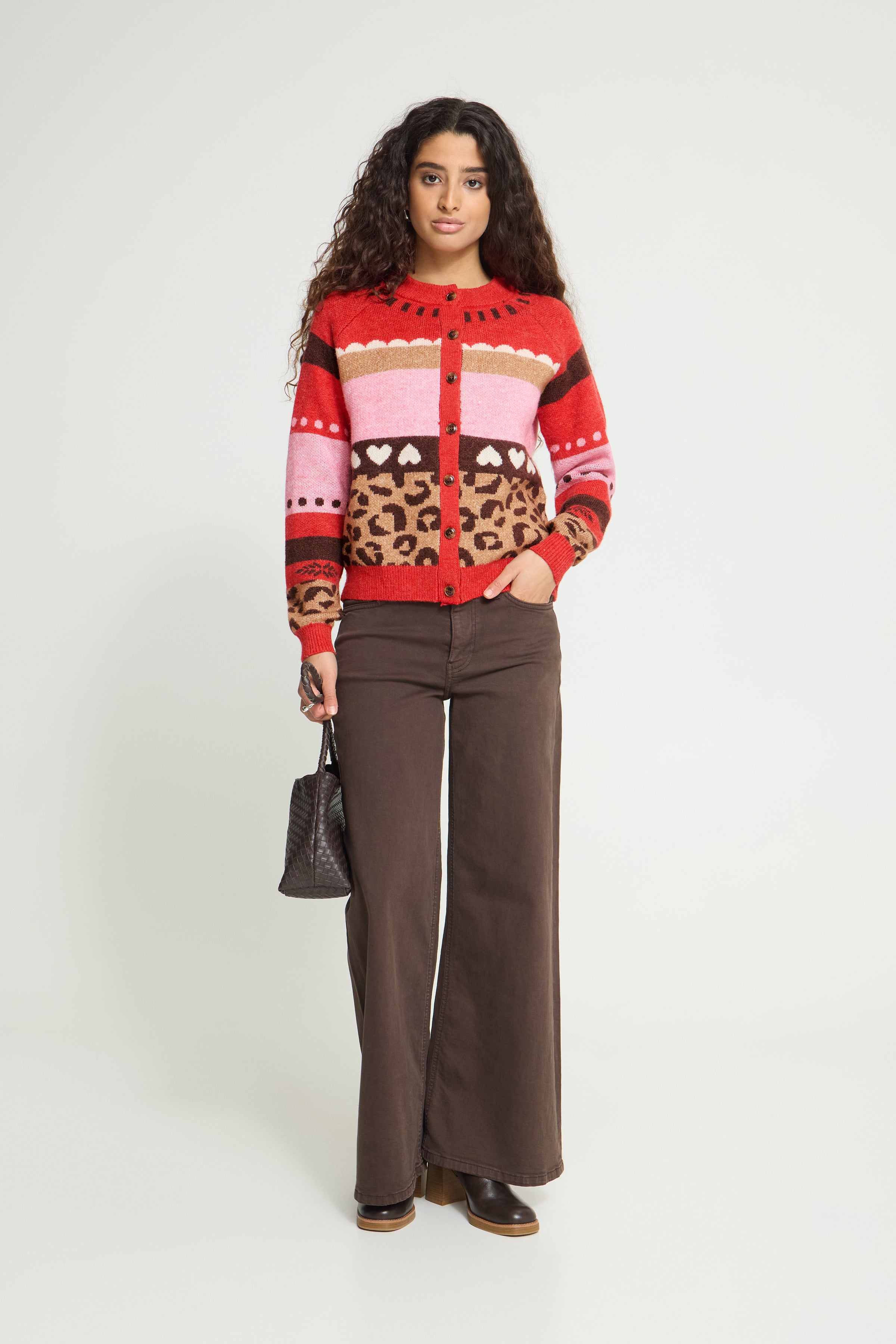 Livoni Cardigan in Poinsettia Mulitpattern