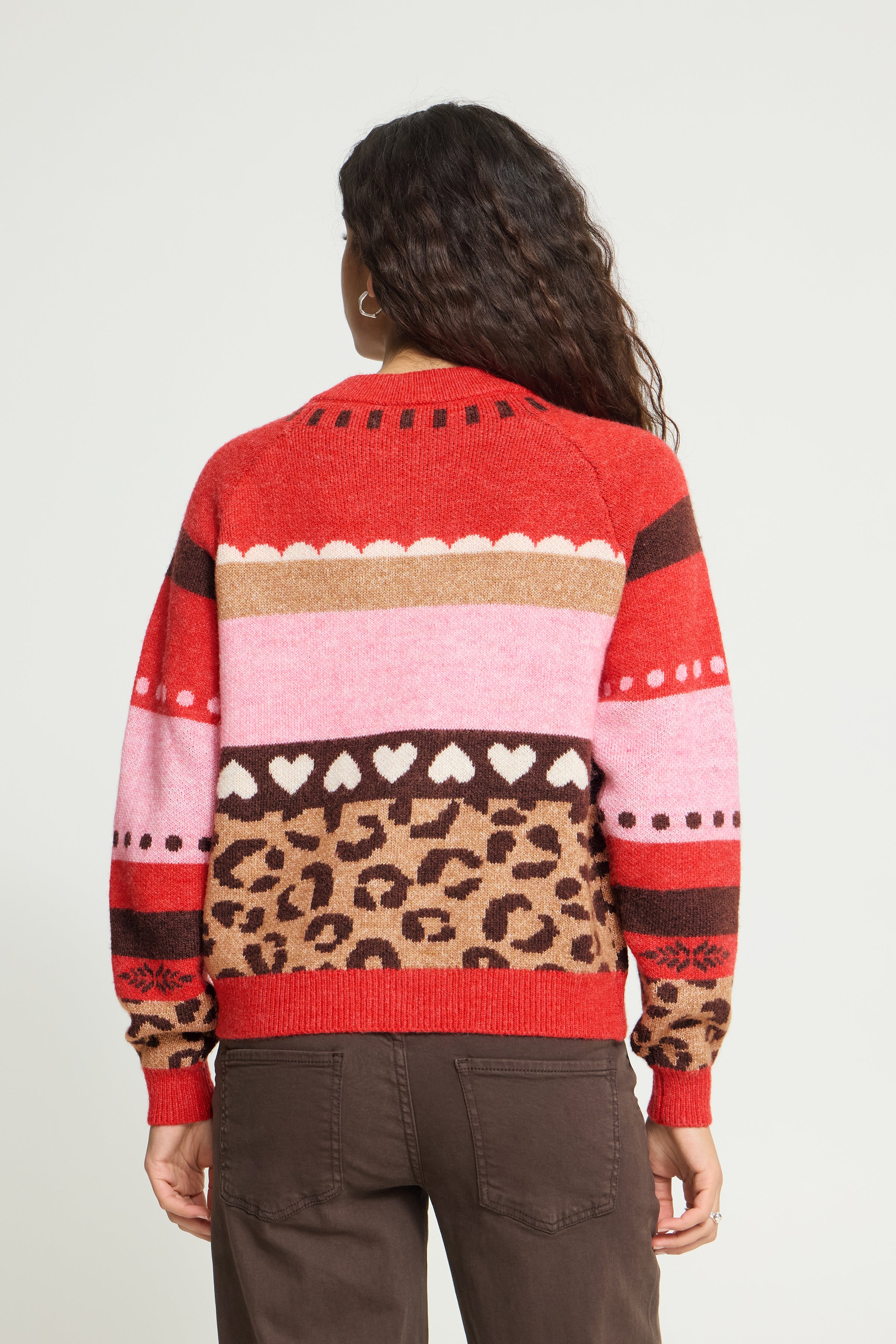 Livoni Cardigan in Poinsettia Mulitpattern