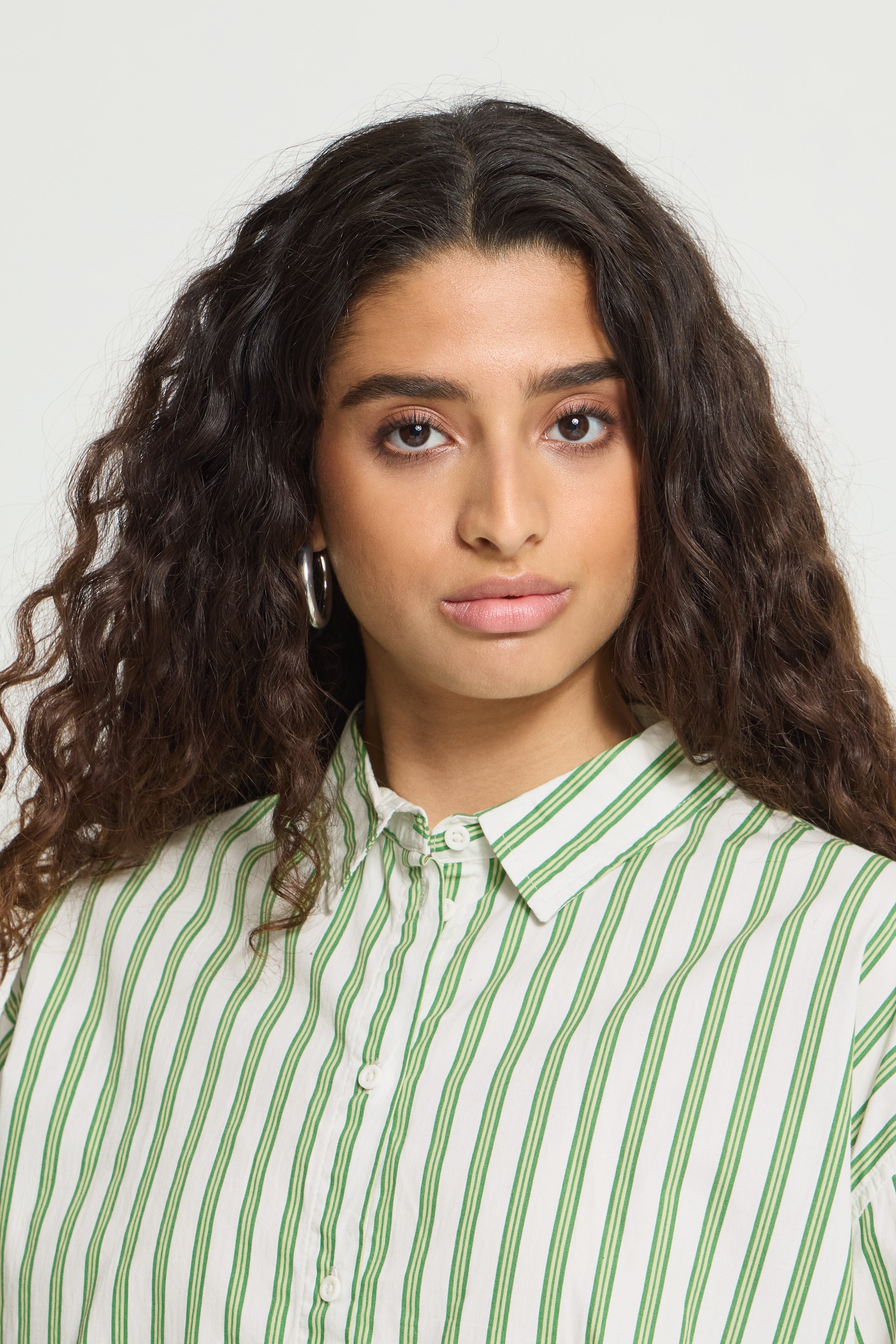 Gilu Shirt in Green & White Stripes
