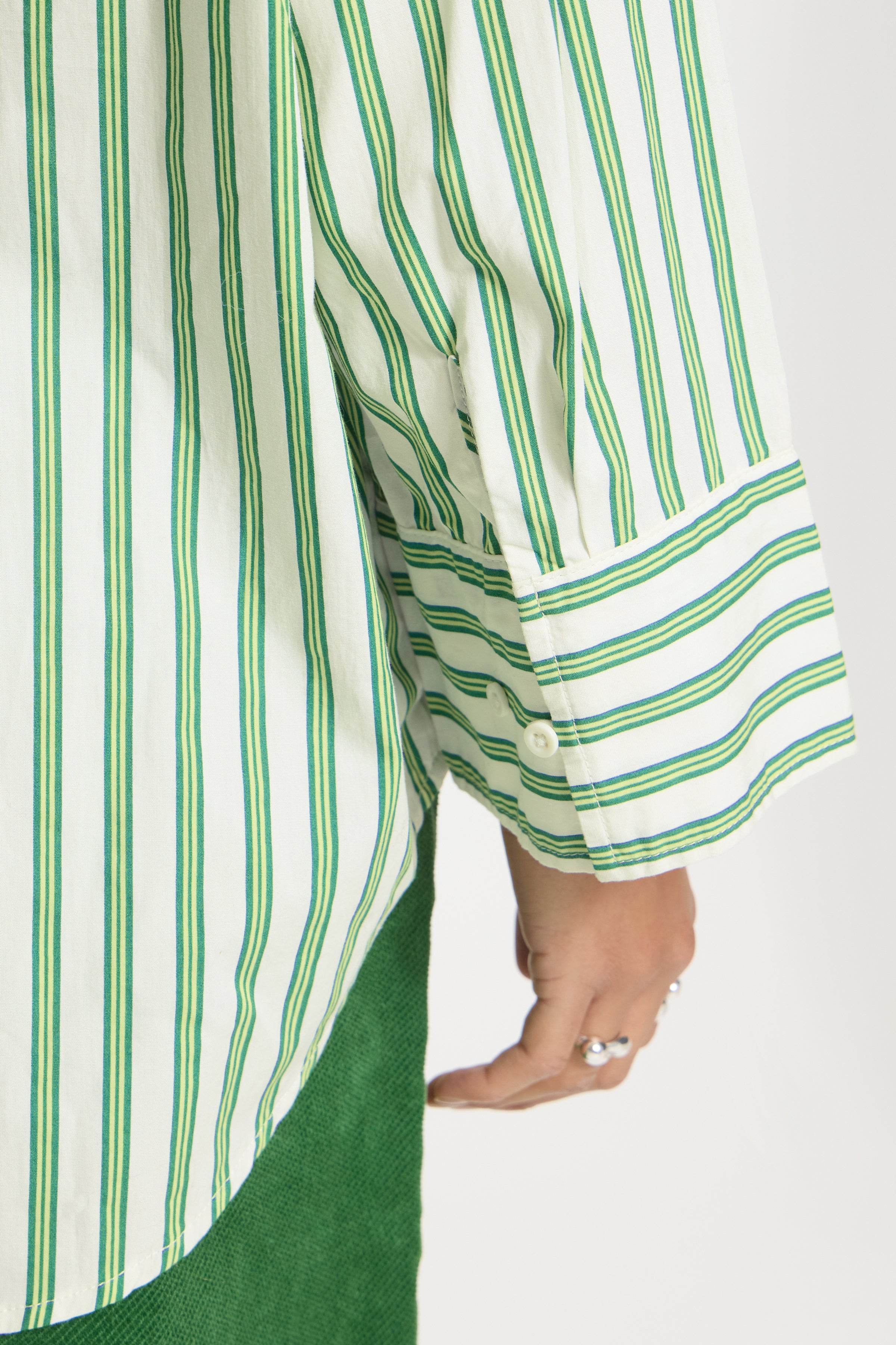 Gilu Shirt in Green & White Stripes