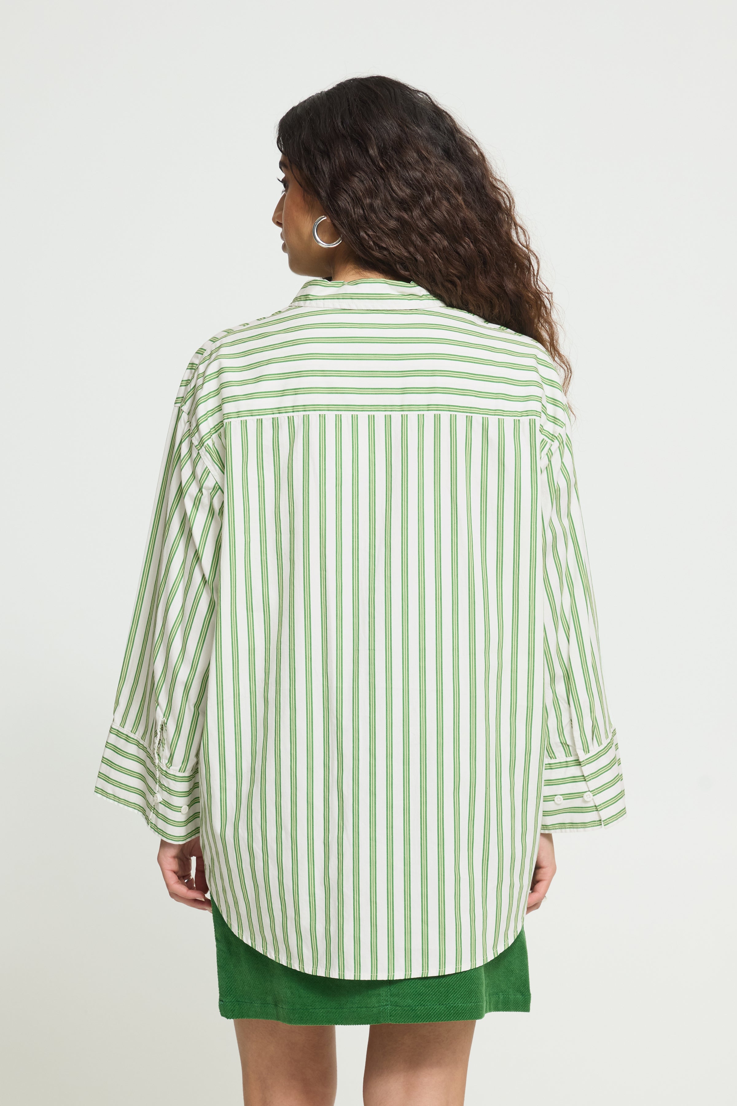 Gilu Shirt in Green & White Stripes
