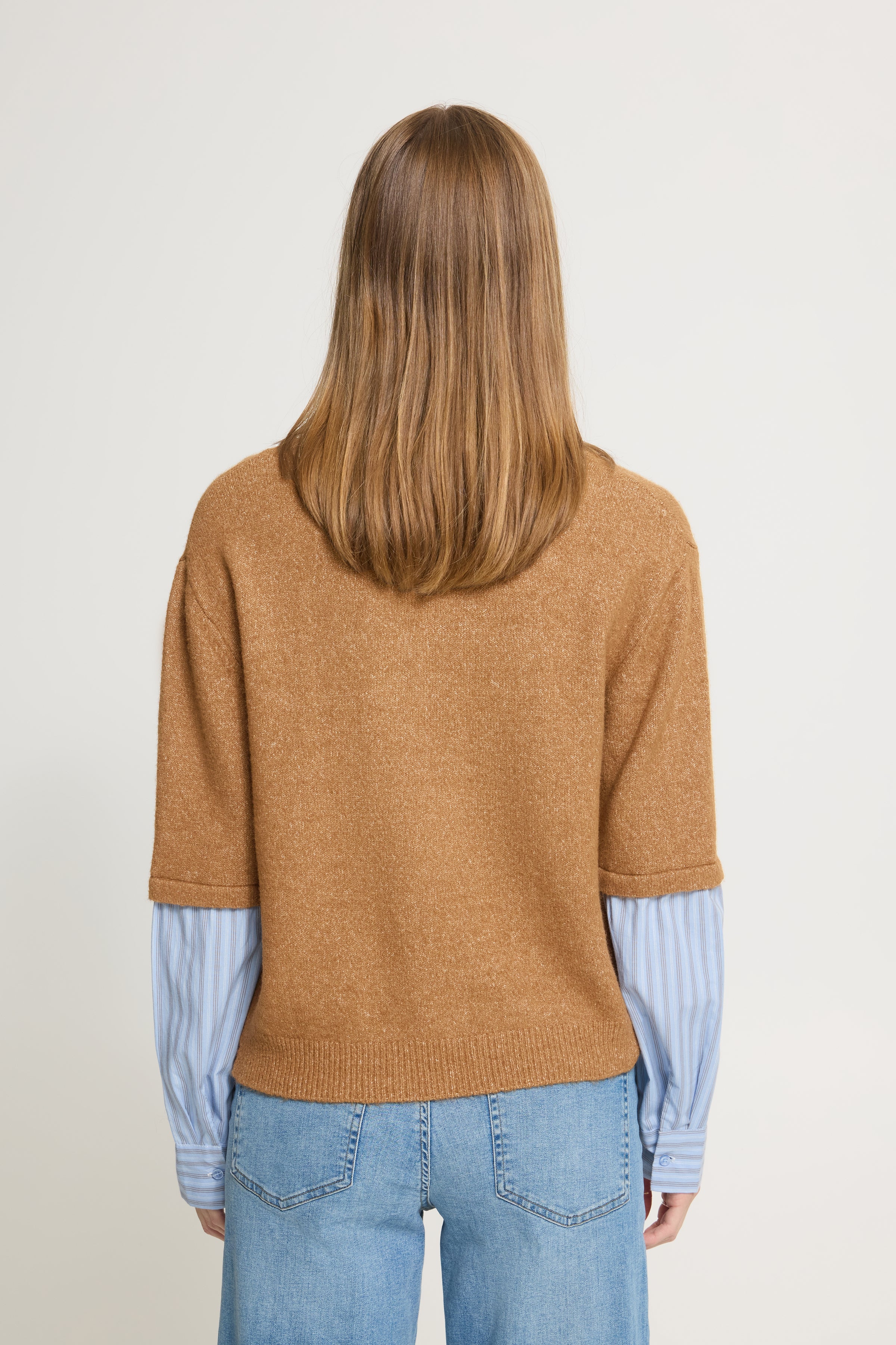 Ducie Layered Knit in Toasted Coconut/Blue Stripe
