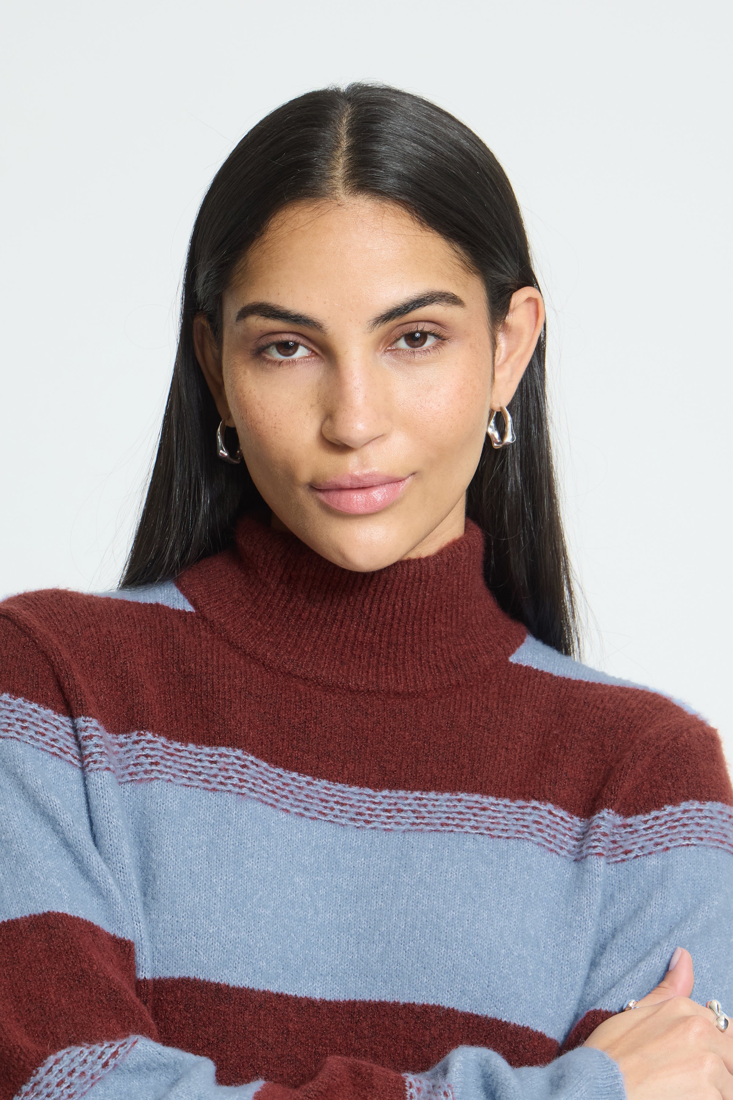 Edeen Long Sleeve Jumper in Madder Brown Stripe