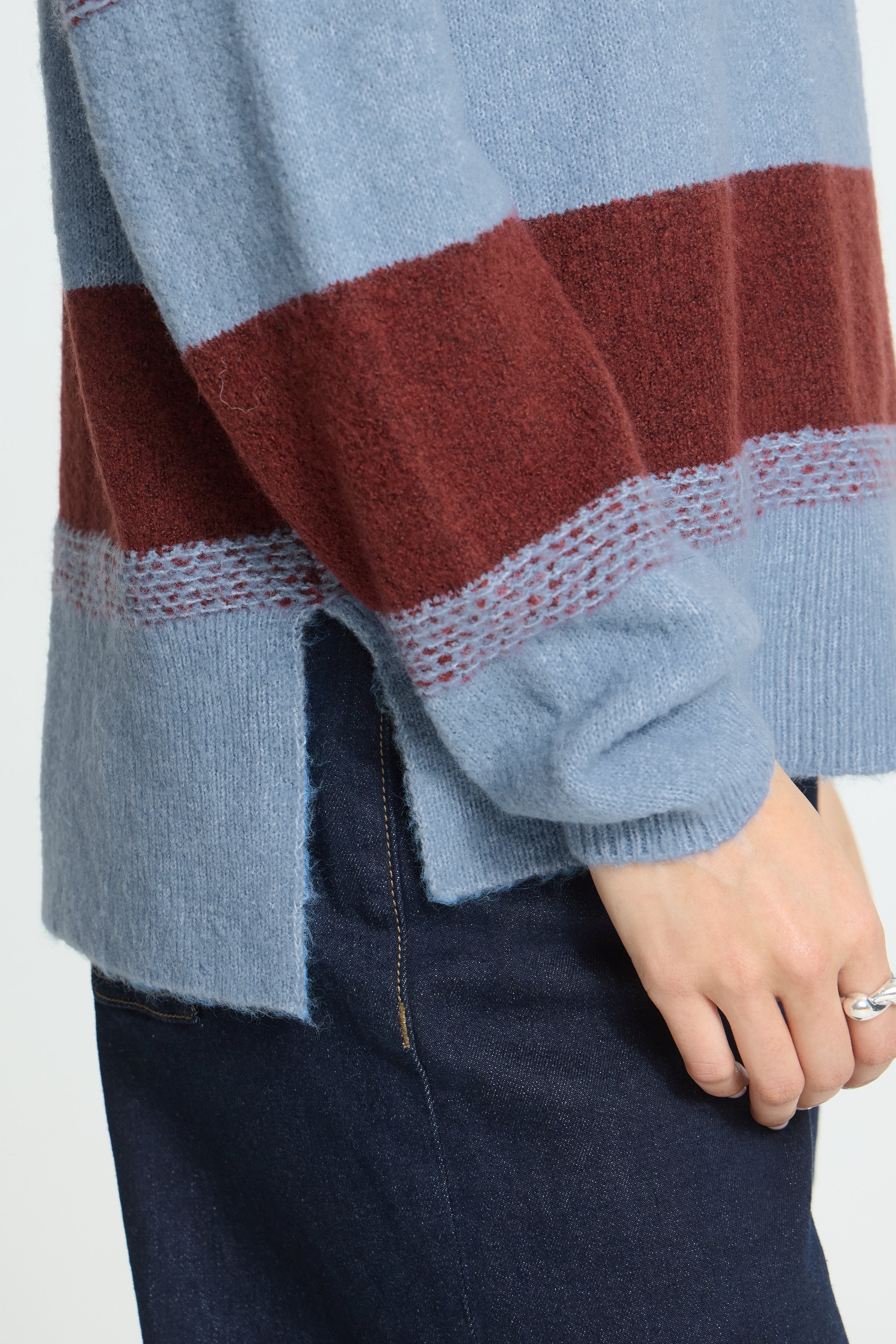 Edeen Long Sleeve Jumper in Madder Brown Stripe