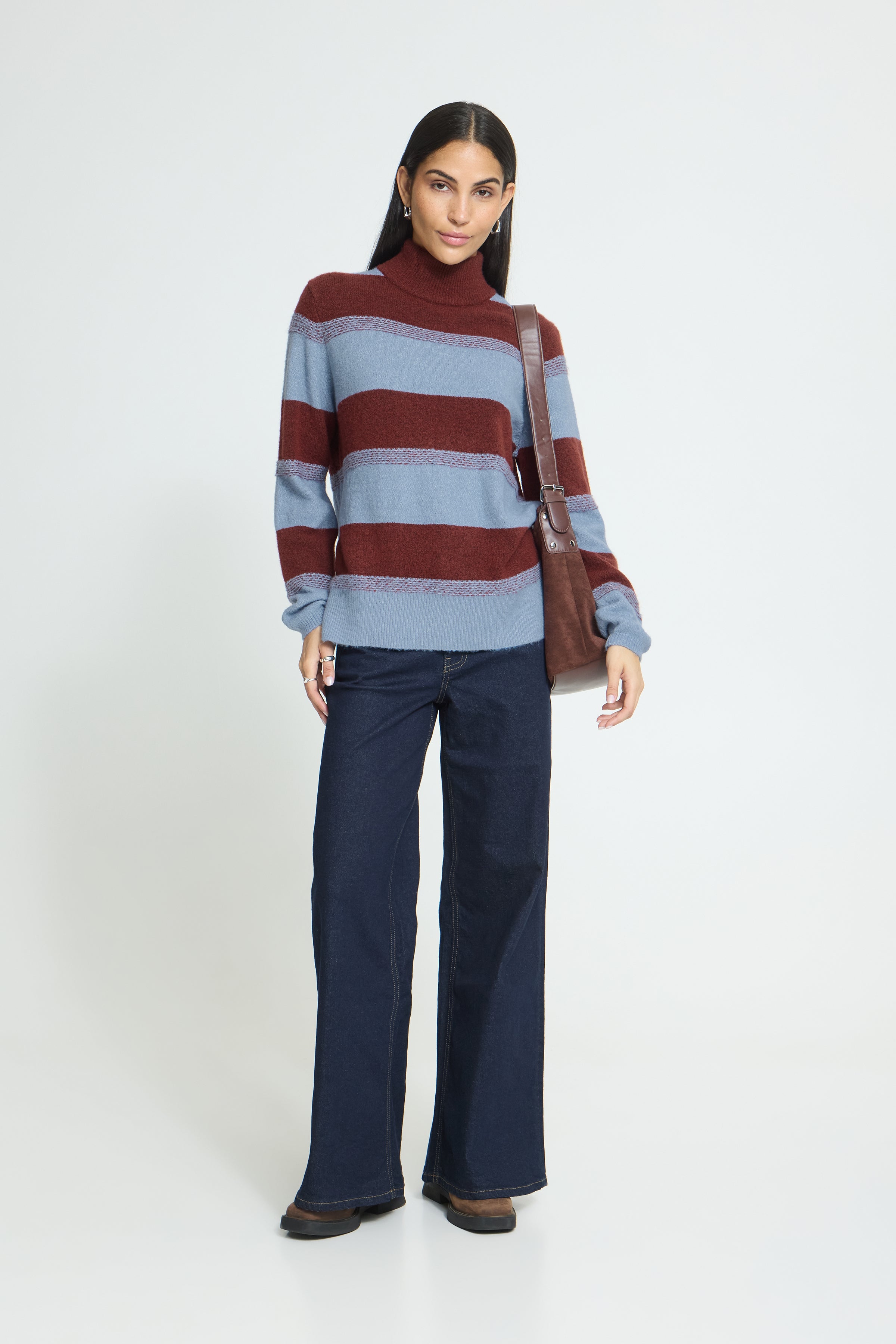 Edeen Long Sleeve Jumper in Madder Brown Stripe