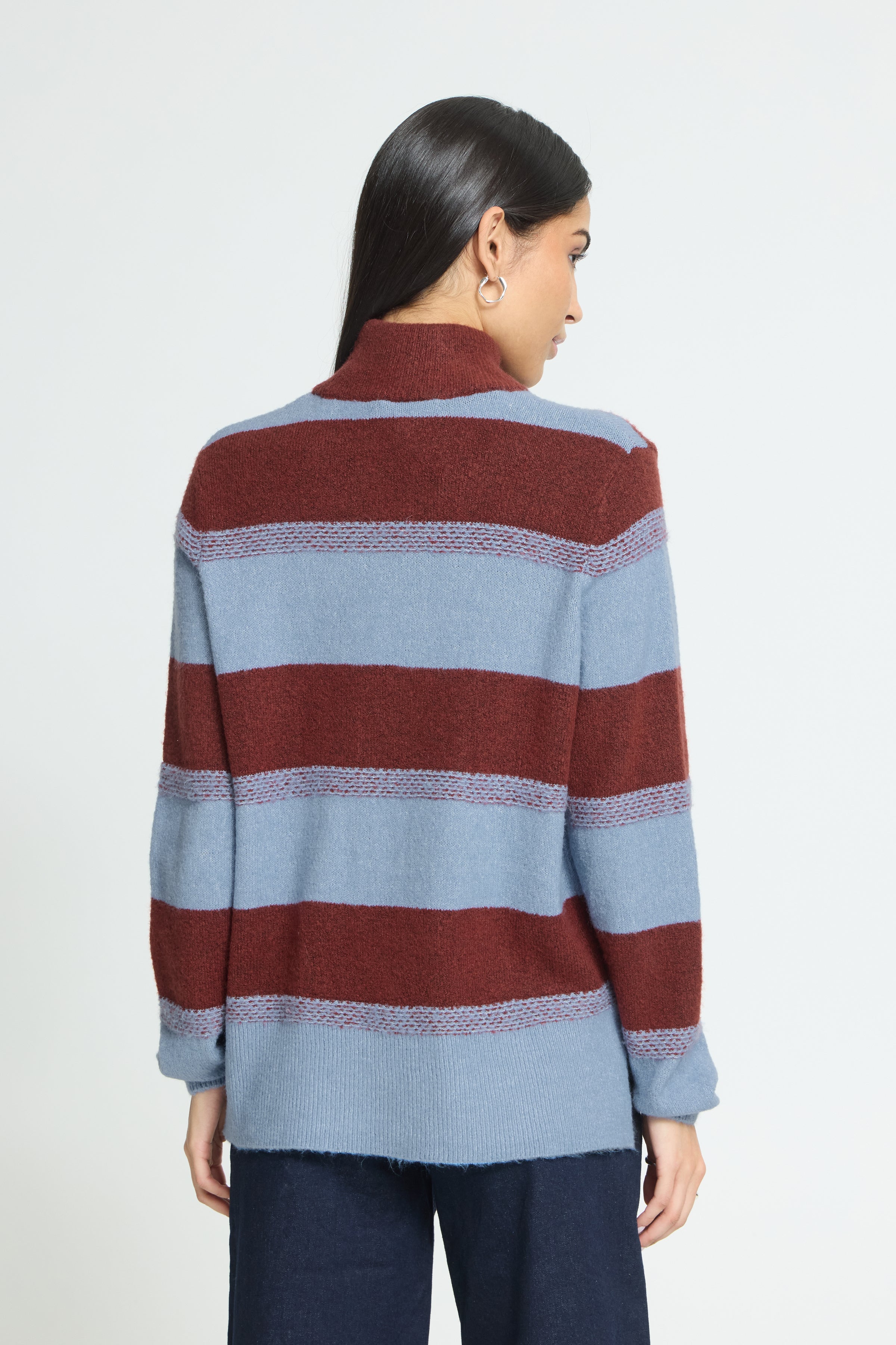 Edeen Long Sleeve Jumper in Madder Brown Stripe