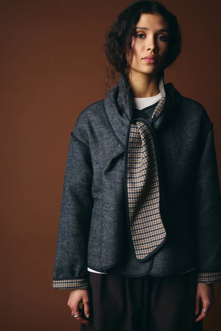 Frava Jacket in Black Herringbone