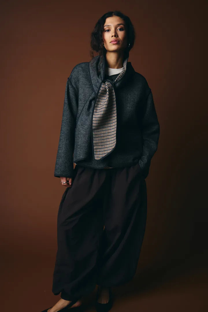 Frava Jacket in Black Herringbone