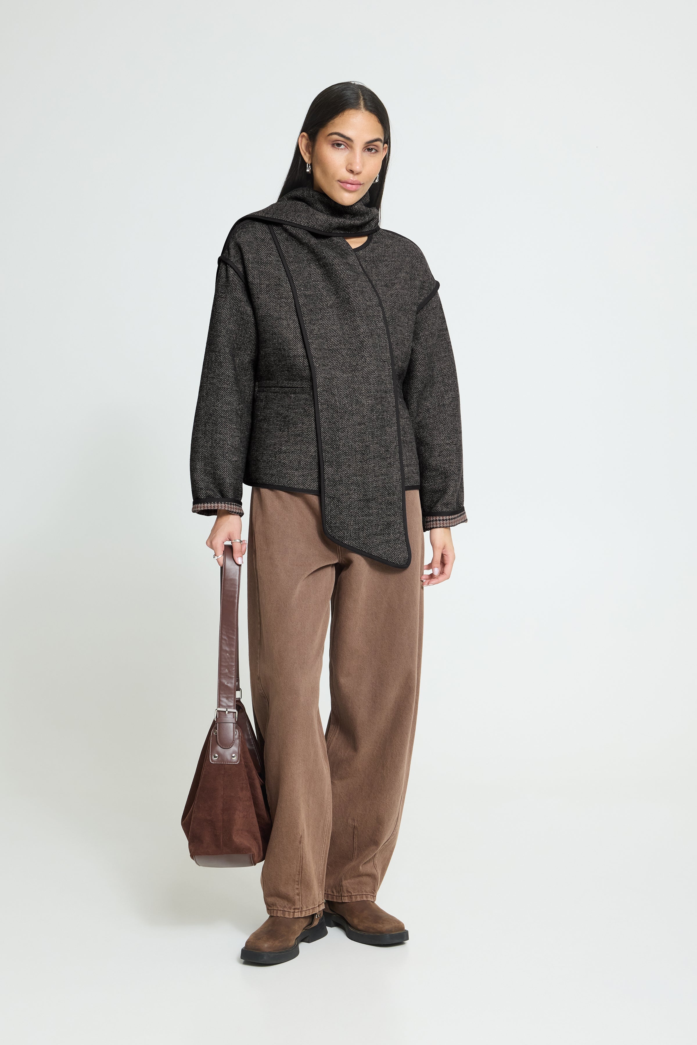 Frava Jacket in Black Herringbone
