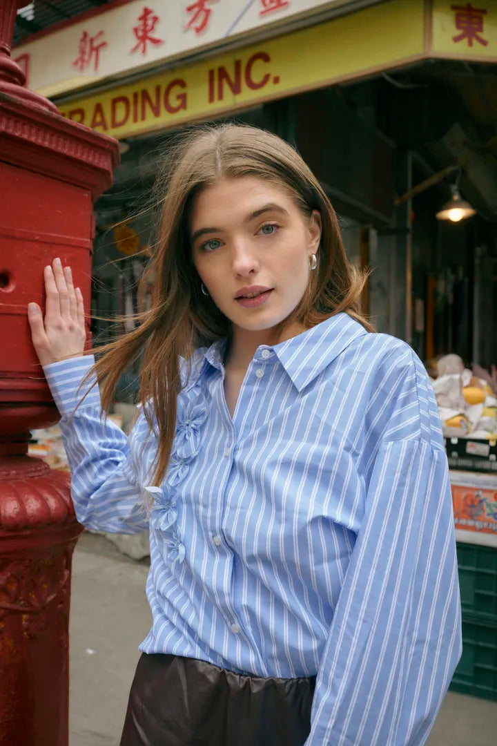 Lora Shirt in Blue/White Stripe