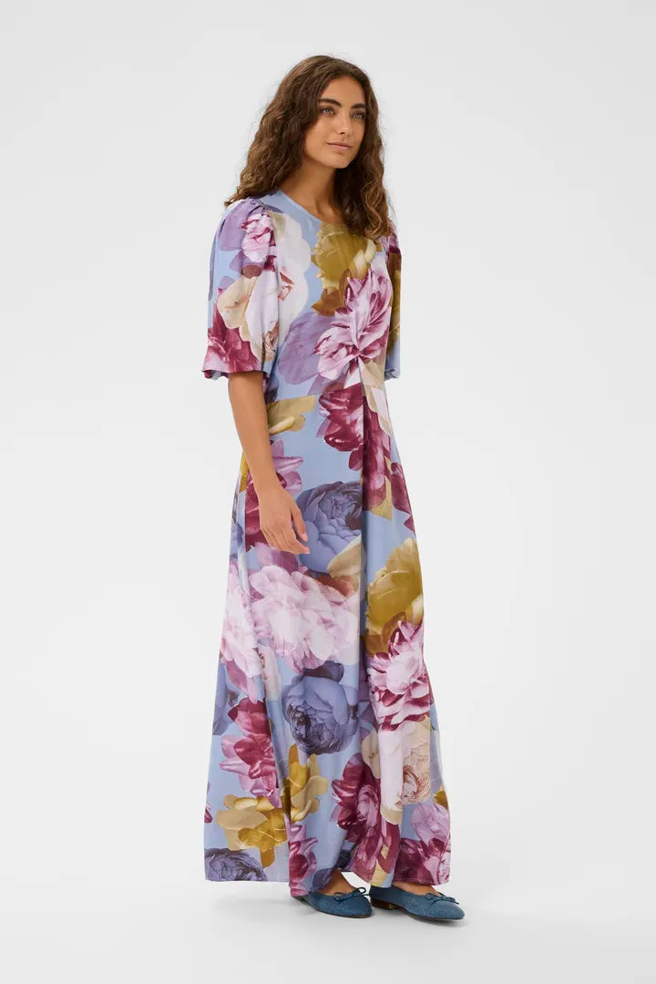 Magna Greece Long Dress in Blue/Pink/Yellow Flower