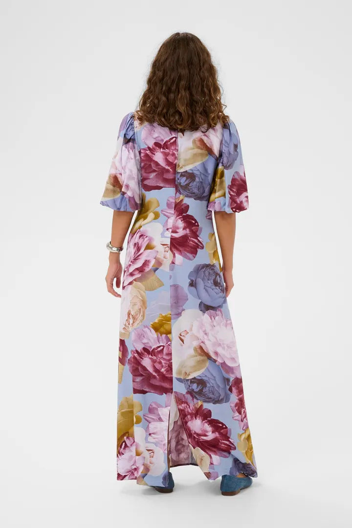Magna Greece Long Dress in Blue/Pink/Yellow Flower