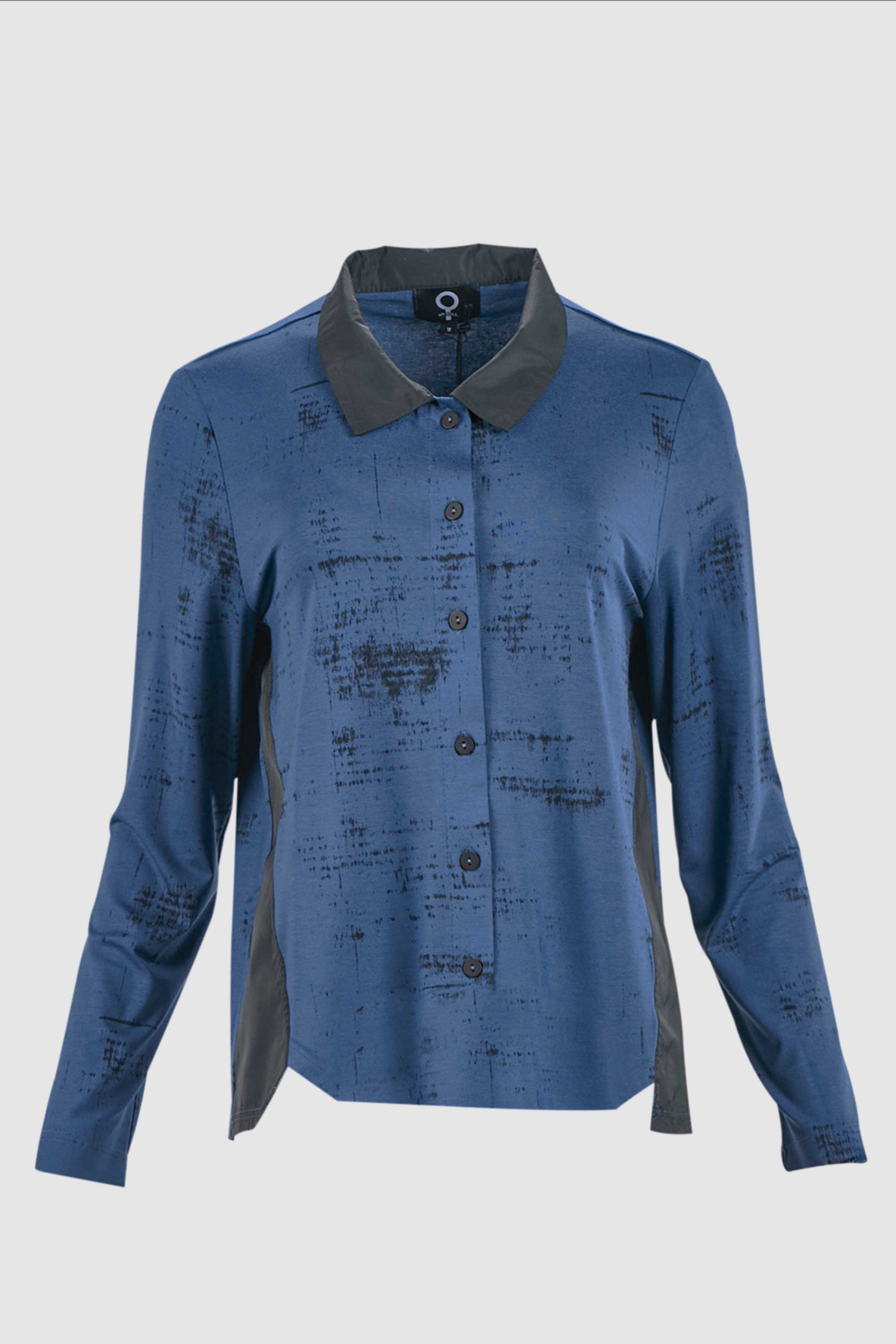 Print Button Blouse in Blue
