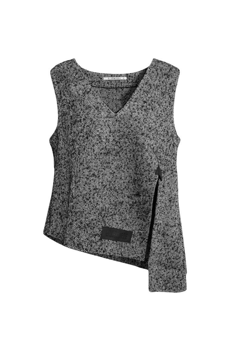 V-Neck Spencer Top in Black