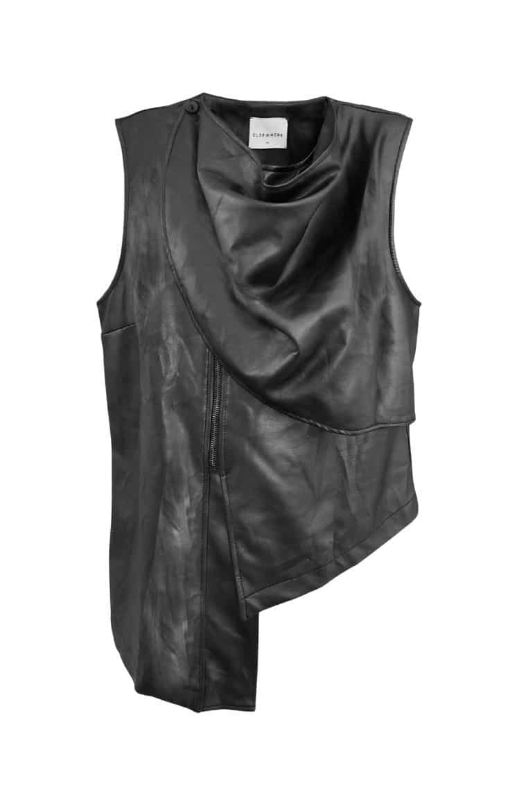 Topstitched Zipped Waistcoat in Black