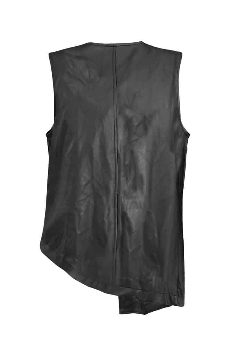 Topstitched Zipped Waistcoat in Black