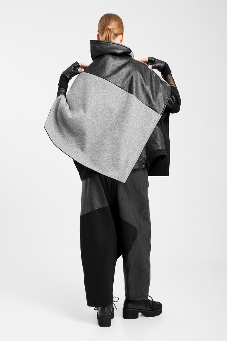 Reversible Poncho in Grey