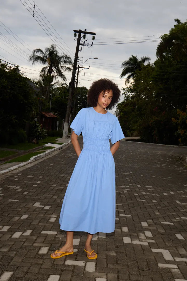 Gwenda Dress in Blue/White Check