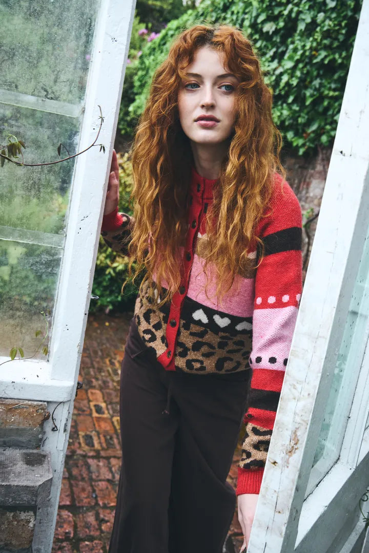 Livoni Cardigan in Poinsettia Mulitpattern