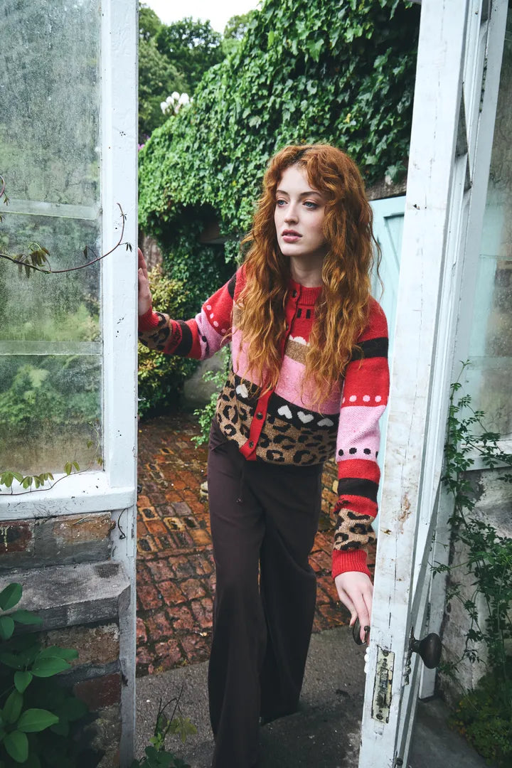 Livoni Cardigan in Poinsettia Mulitpattern