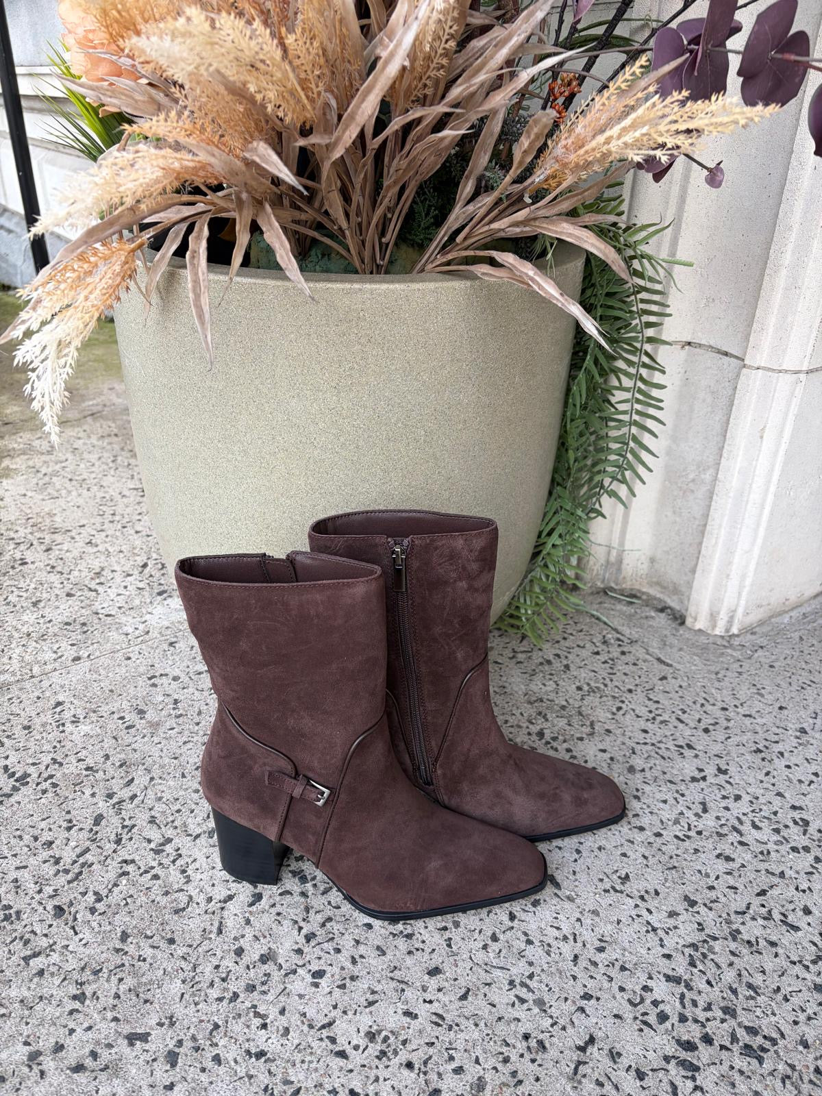 Suede Ankle Boots in Mogano Brown