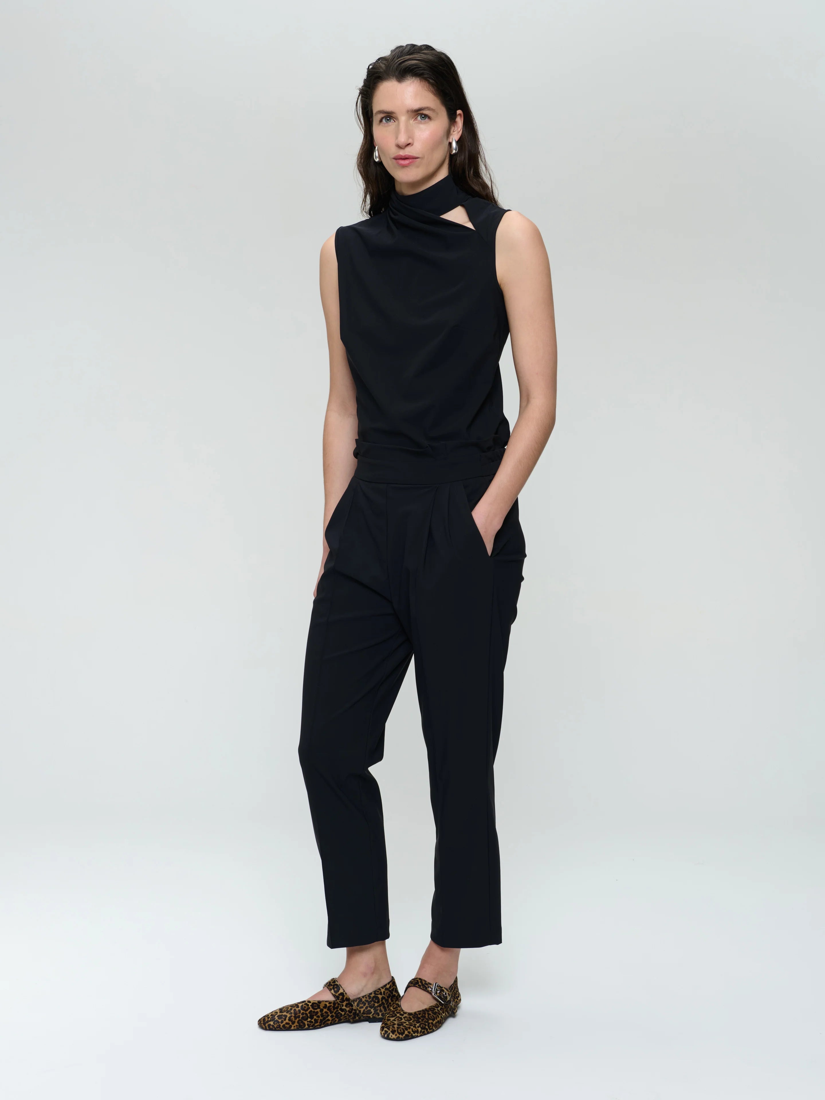 Lori Stretch Technical Jersey Pants in Black