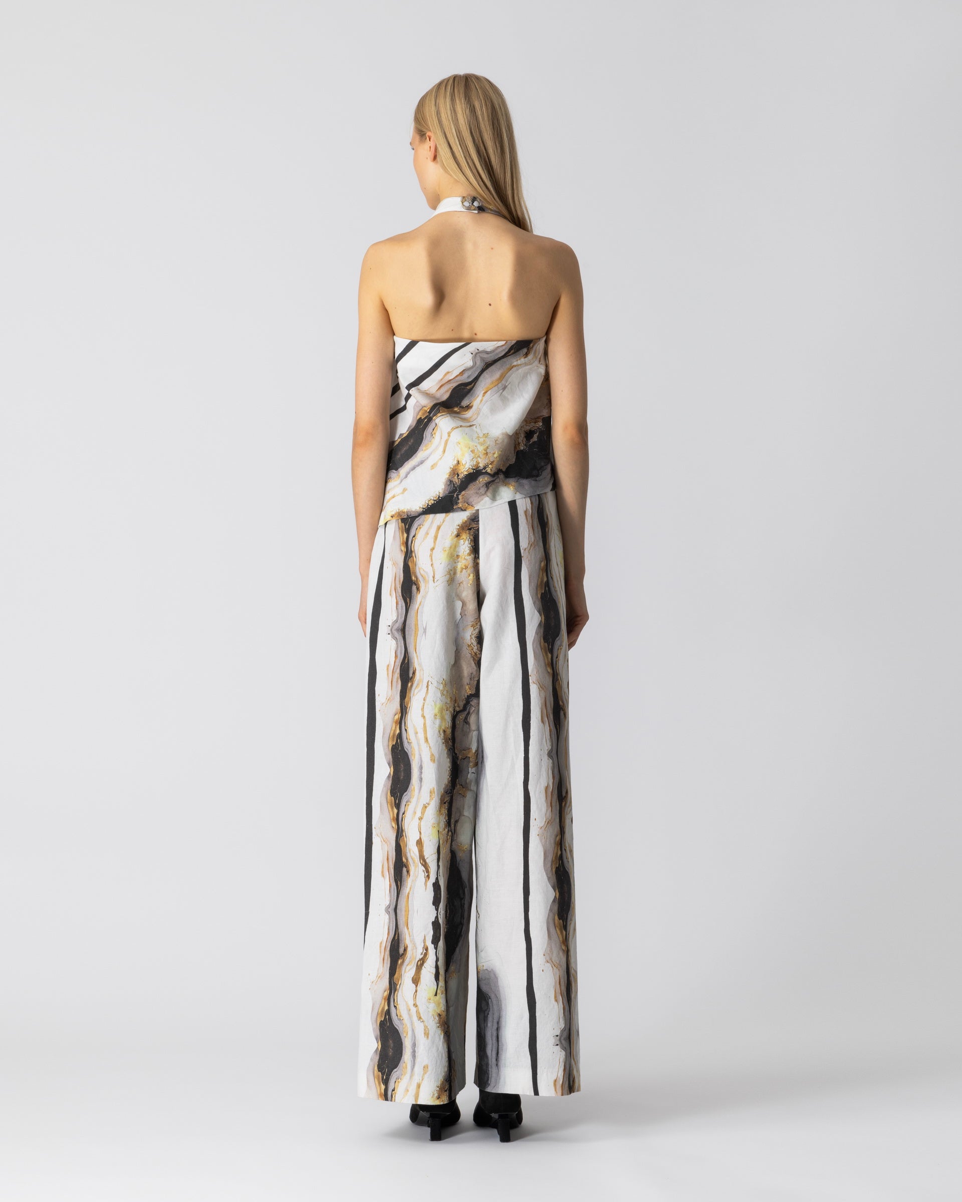 Ognar Pants in White/Gold/Black