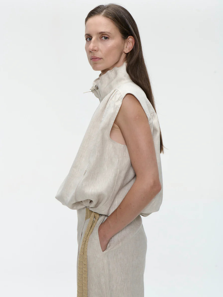 Rin Linen Vest in Beige