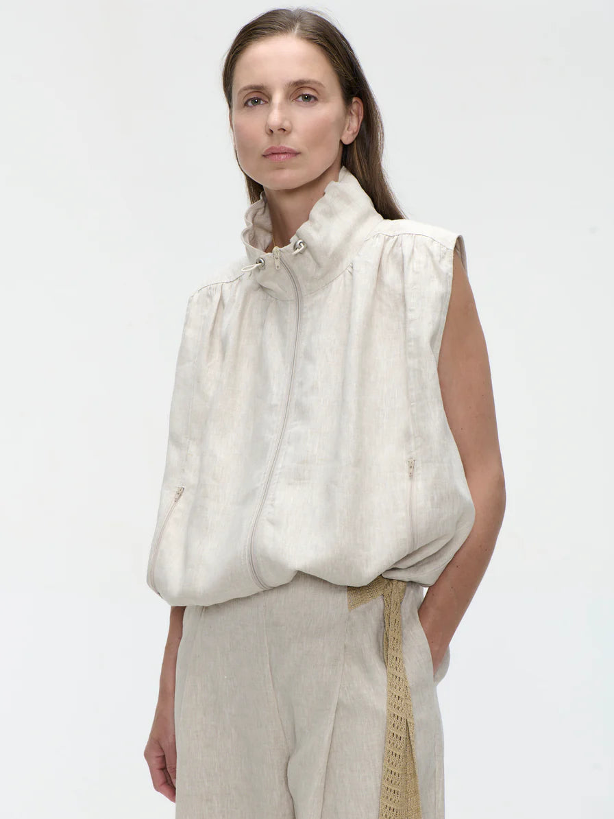 Rin Linen Vest in Beige