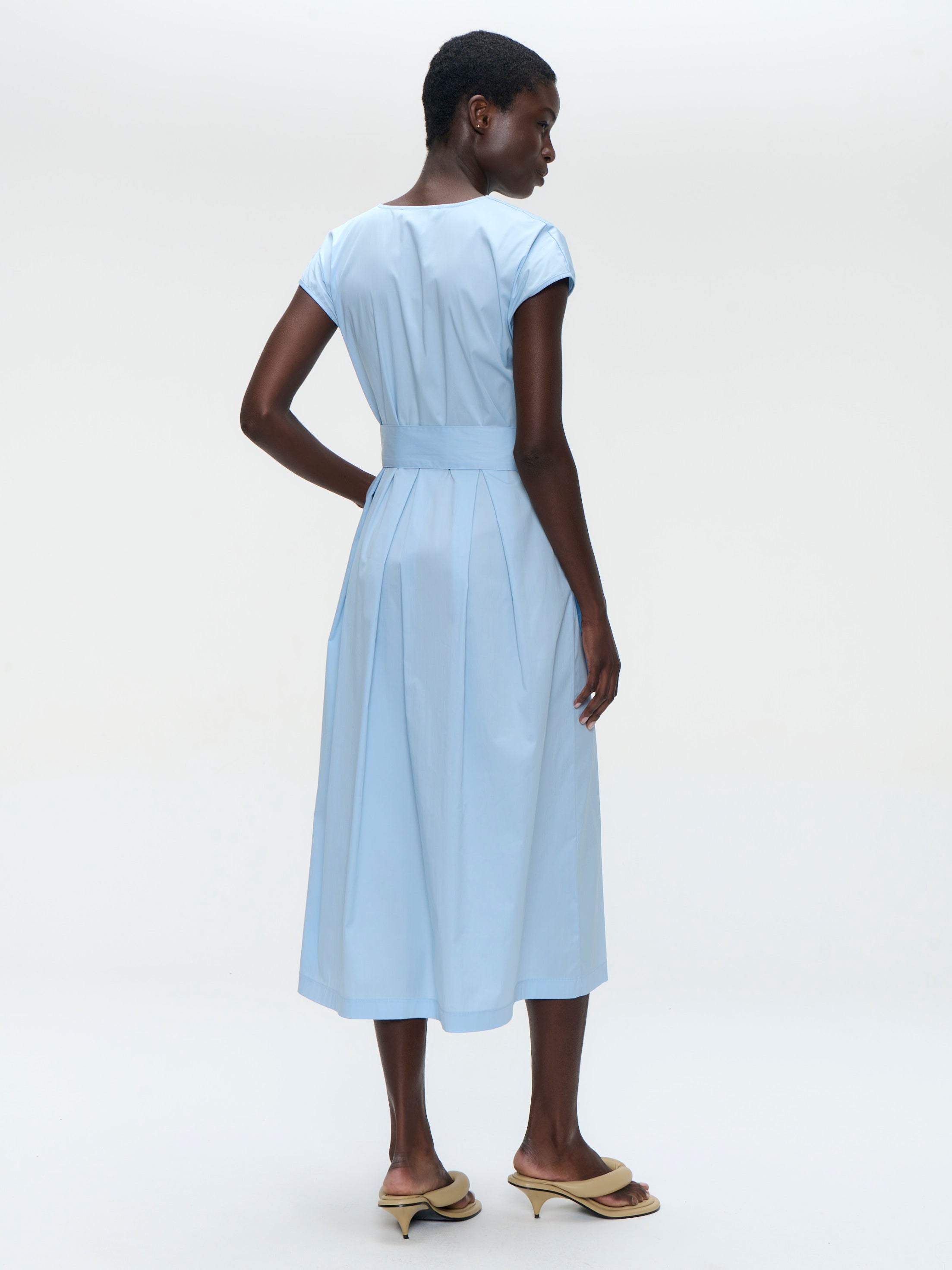 Poplin Long Dress in Light Blue