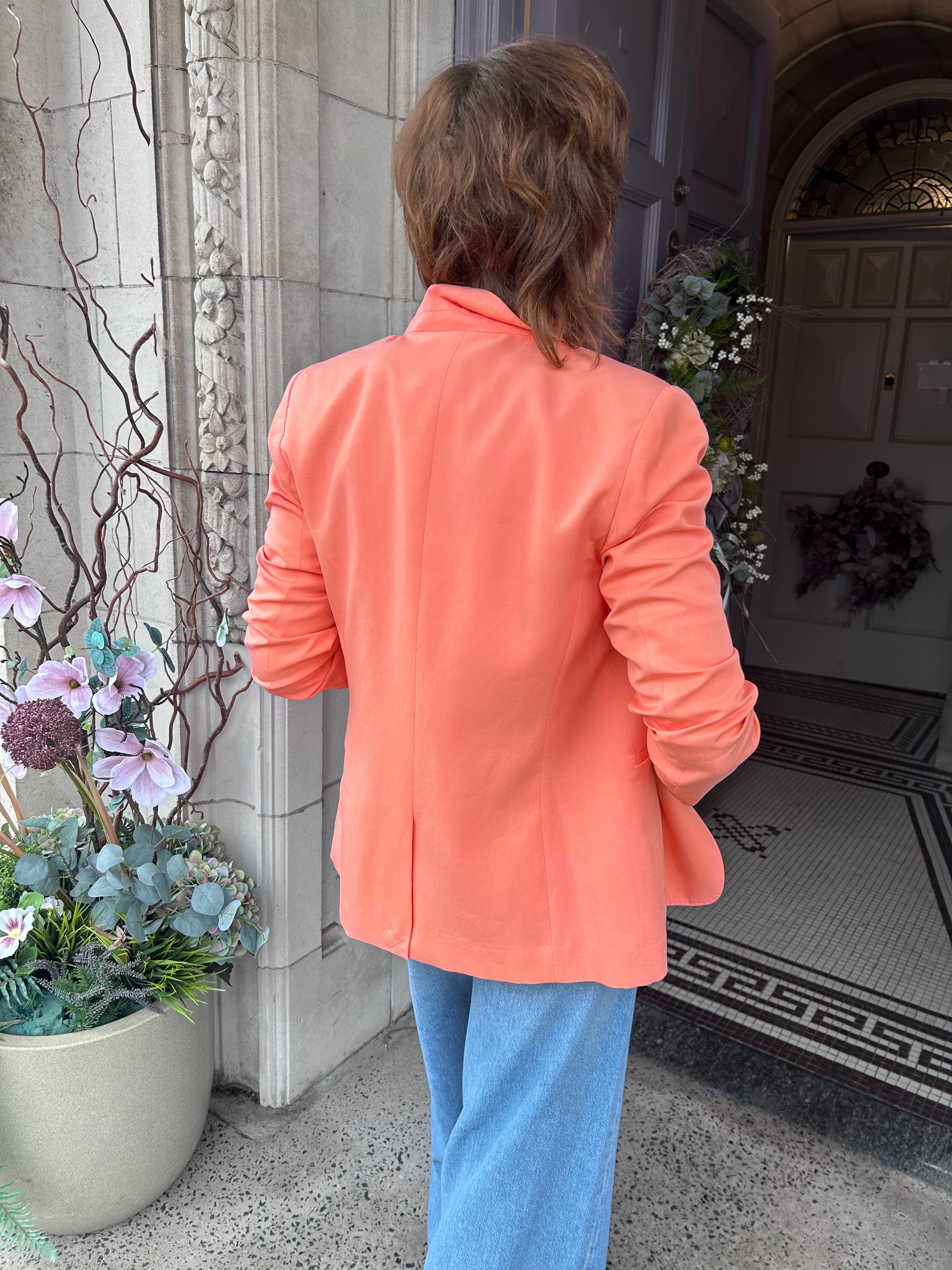 Blazer with No Buttons in Coral