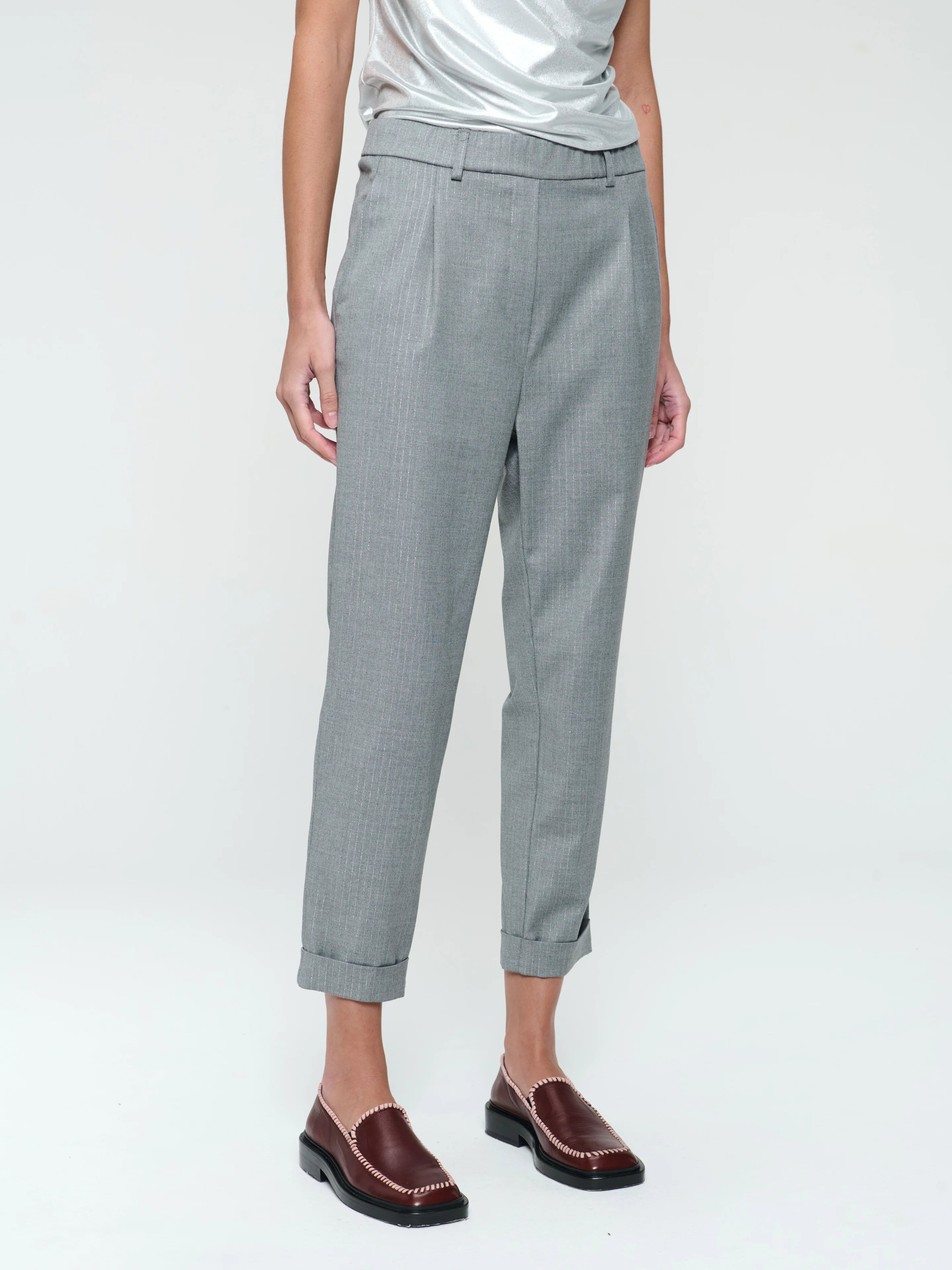 GaryZ Shiny Line Pants in Grey