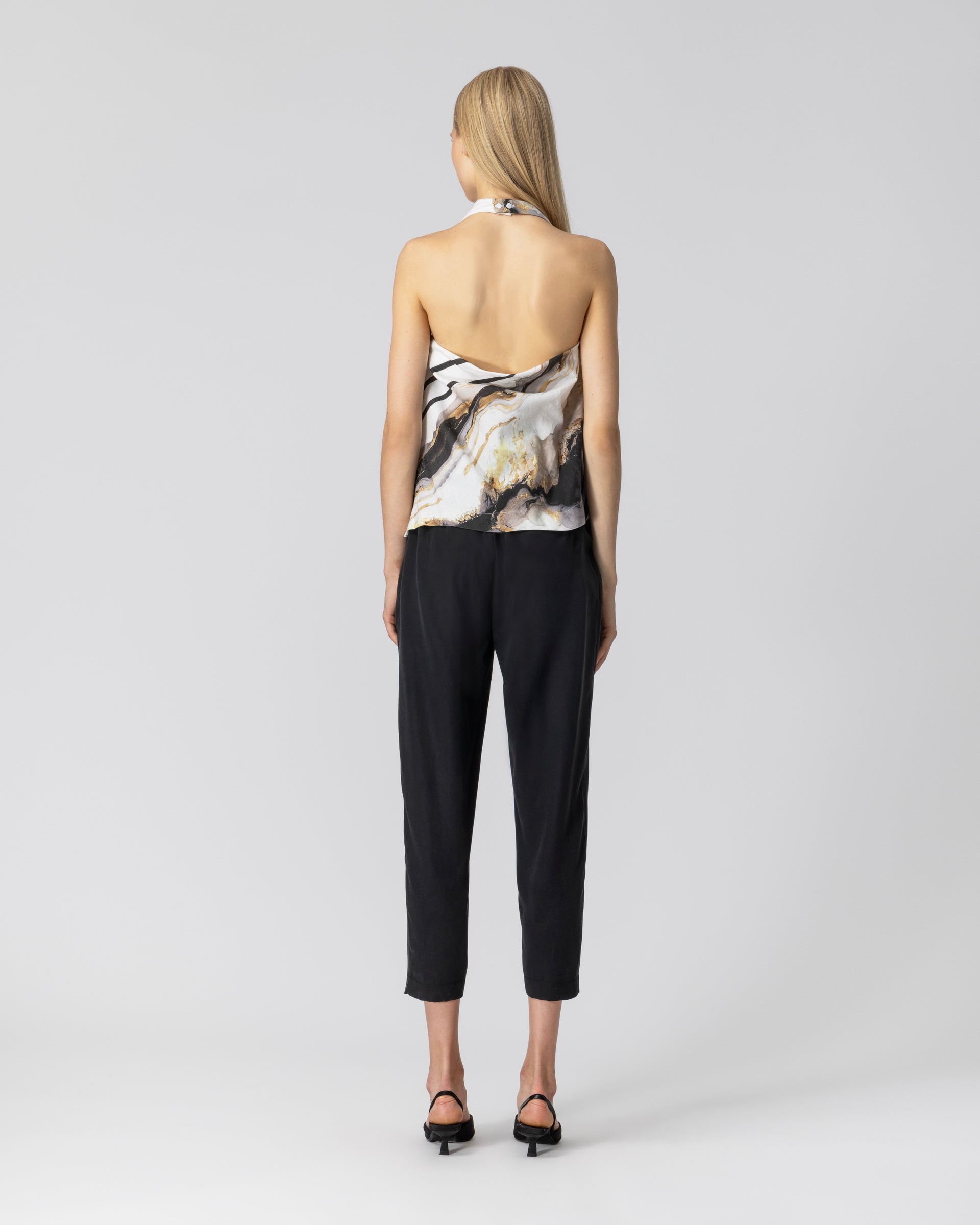 Galin Blouse in White/Gold/Black