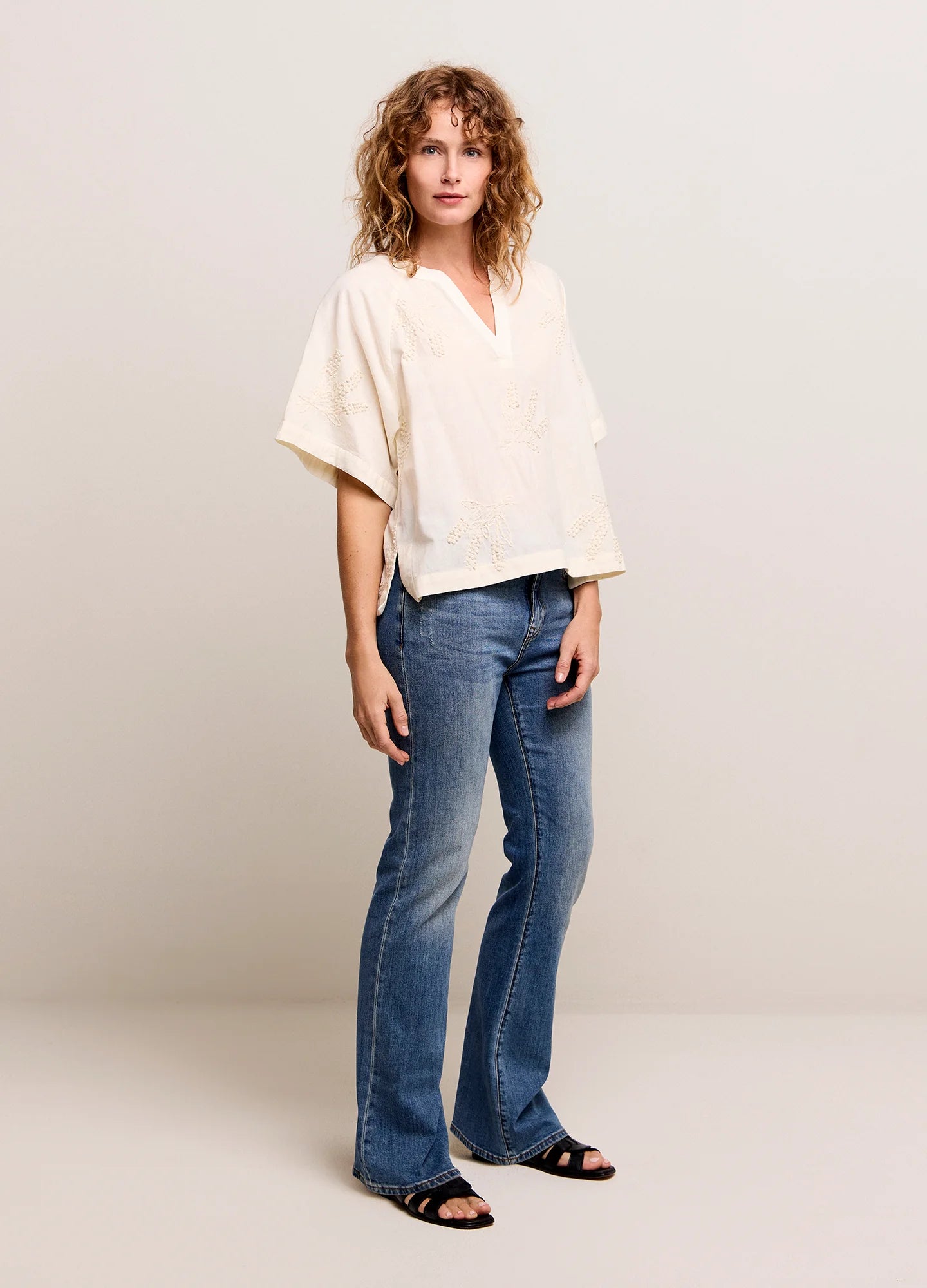 Cotton-Linen Blouse in Ivory