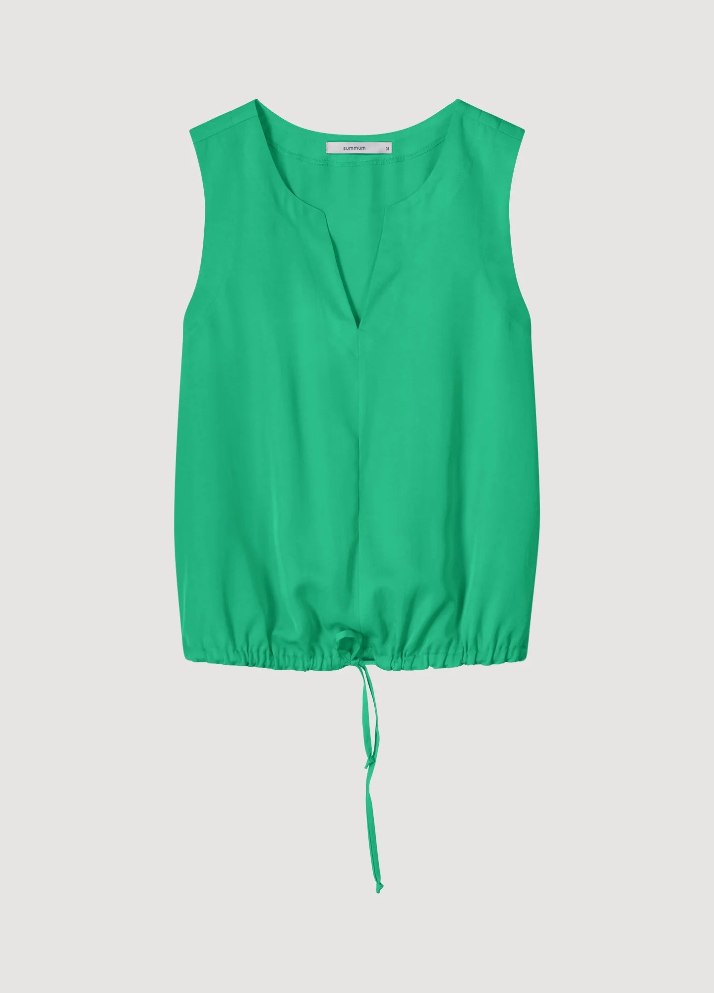 Sleeveless Top with V-Slit in Island Green