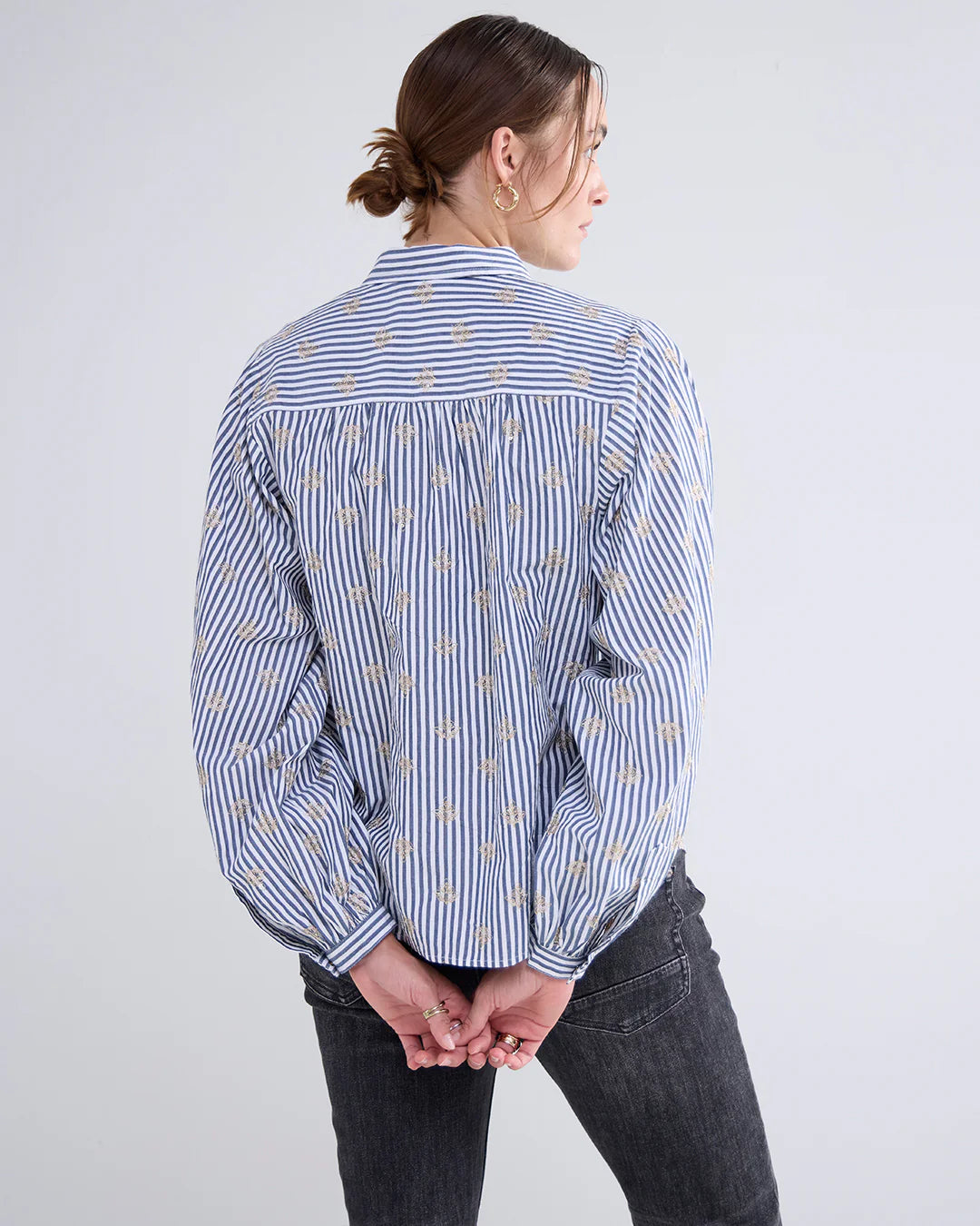 Scattered Embrostripe Blouse with in Mist